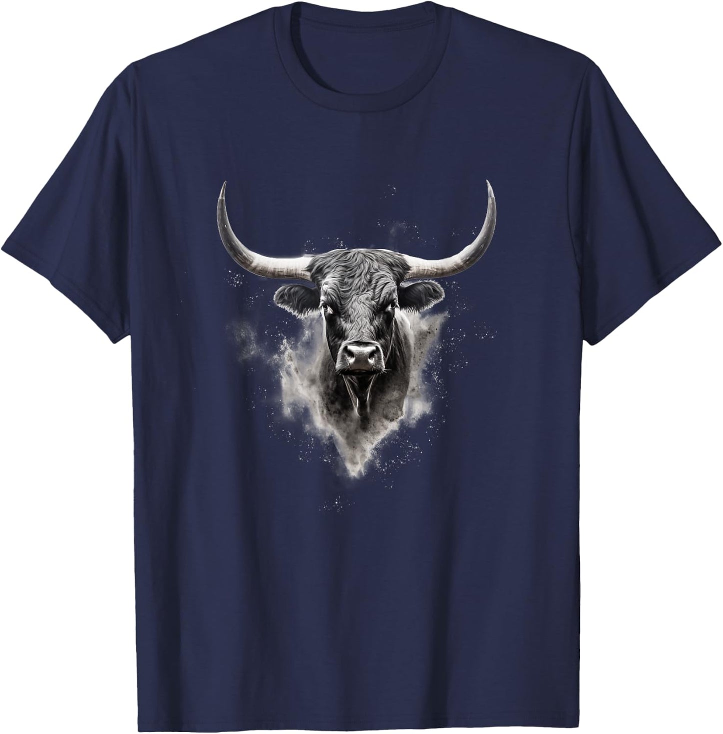 Majestic Bull Head Art: Bold Western Style Statement T-Shirt - T-Shirt | Navy