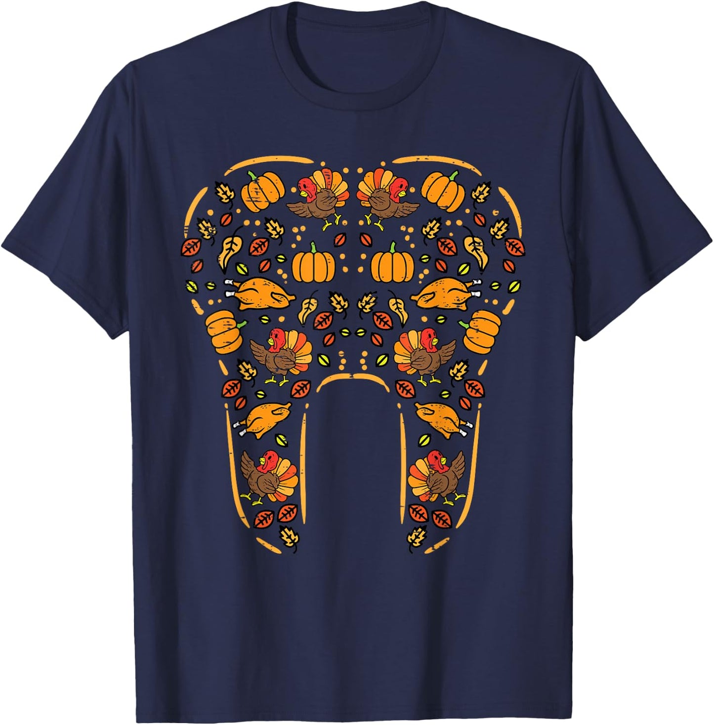 Thanksgiving Tooth Cute Fall Teeth Dental Dentist Women T-Shirt - T-Shirt | Navy