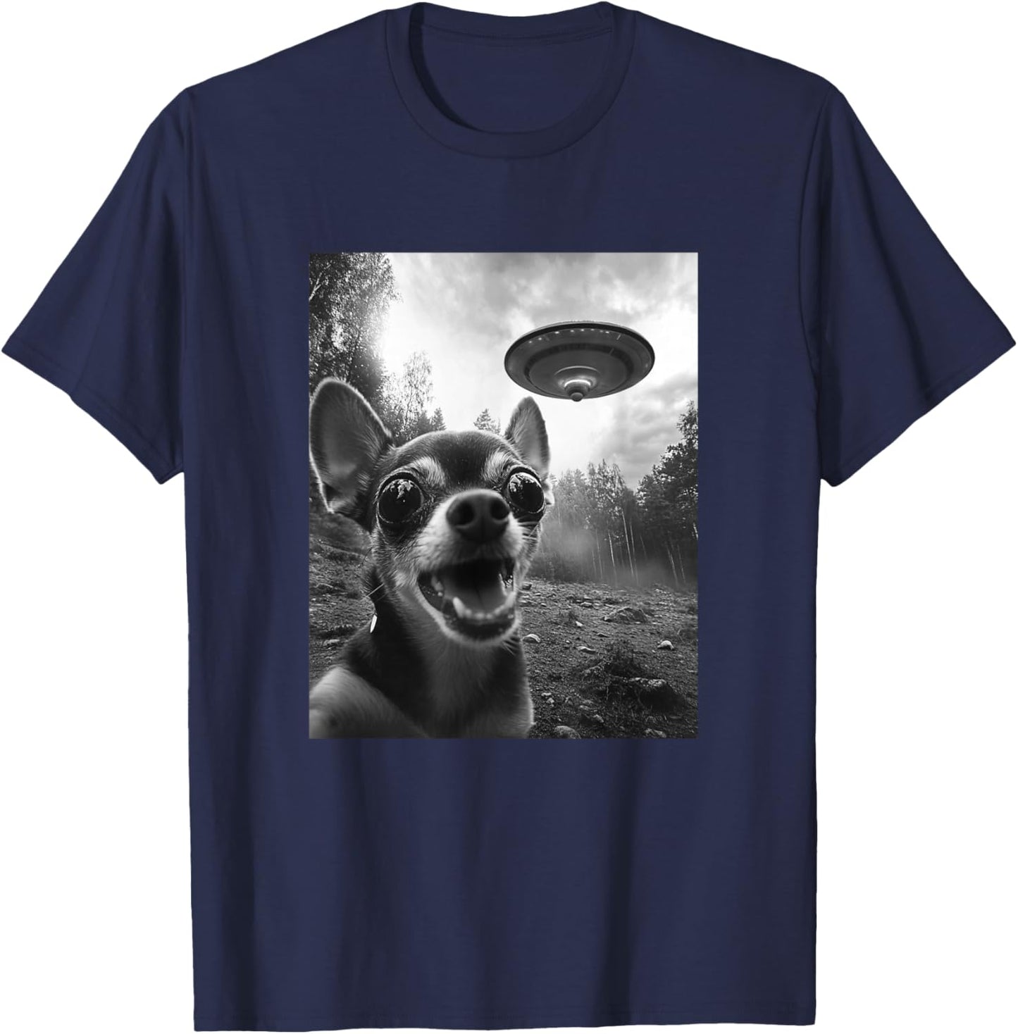 Alien UFO Funny Meme Chihuahua T-Shirt - T-Shirt | Navy