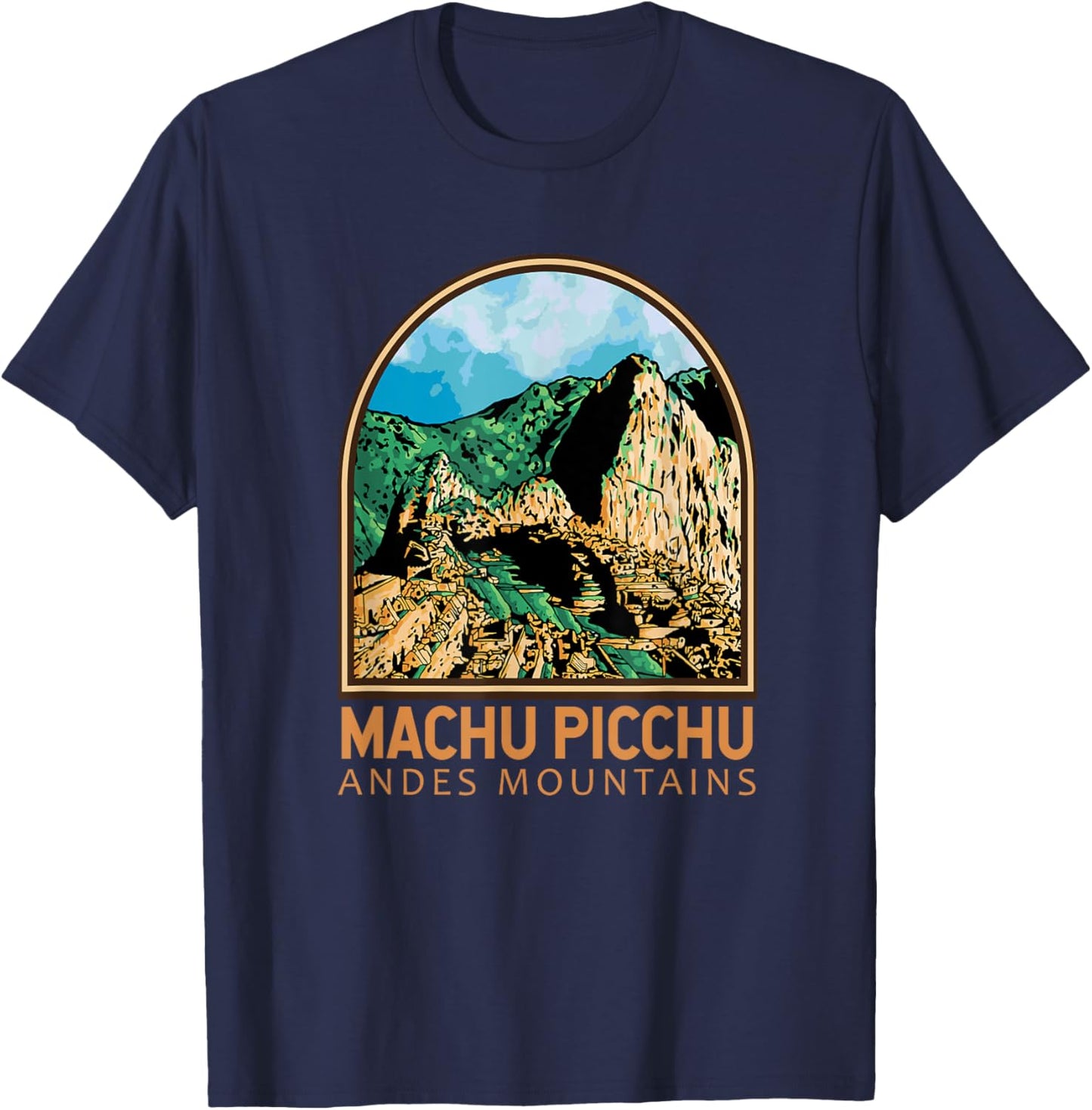 Machu Picchu Peru Landmark Emblem Vintage T-Shirt - T-Shirt | Navy