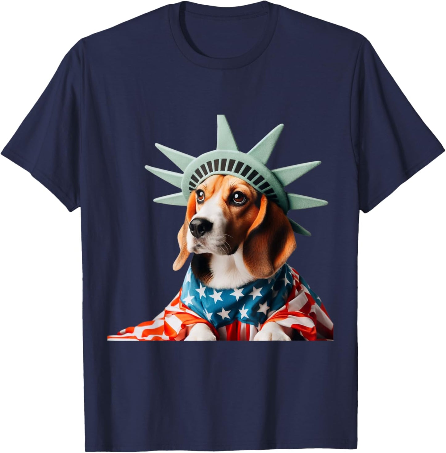Beagle Patriotic Statue Of Liberty 4th of July USA American Kids Men T-Shirt - T-Shirt | Navy