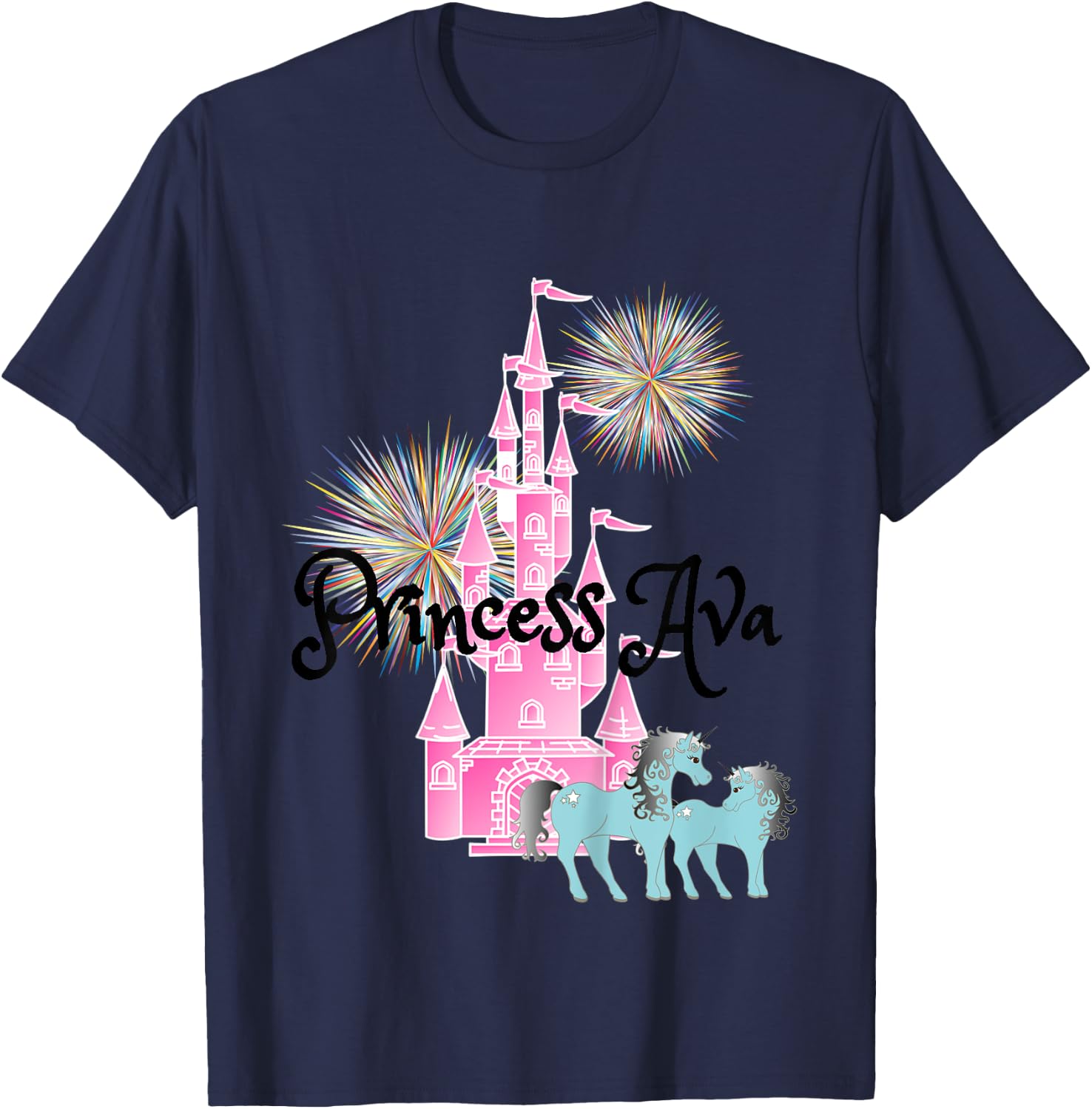 Kids Princess Ava Name Girls Personalized Custom T-Shirt - T-Shirt | Navy
