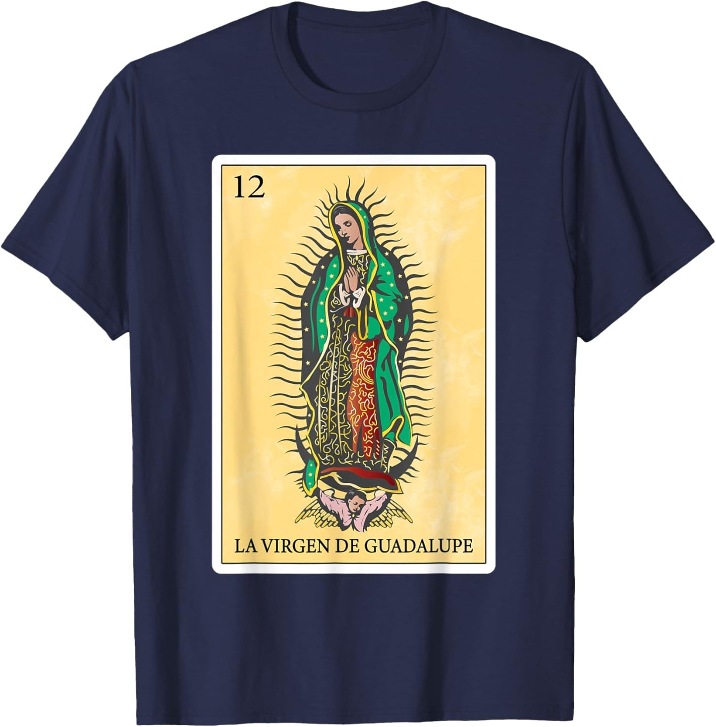 La Virgen de Guadalupe Spanish-Mexican Bingo Gifts Card T-Shirt - T-Shirt | Navy