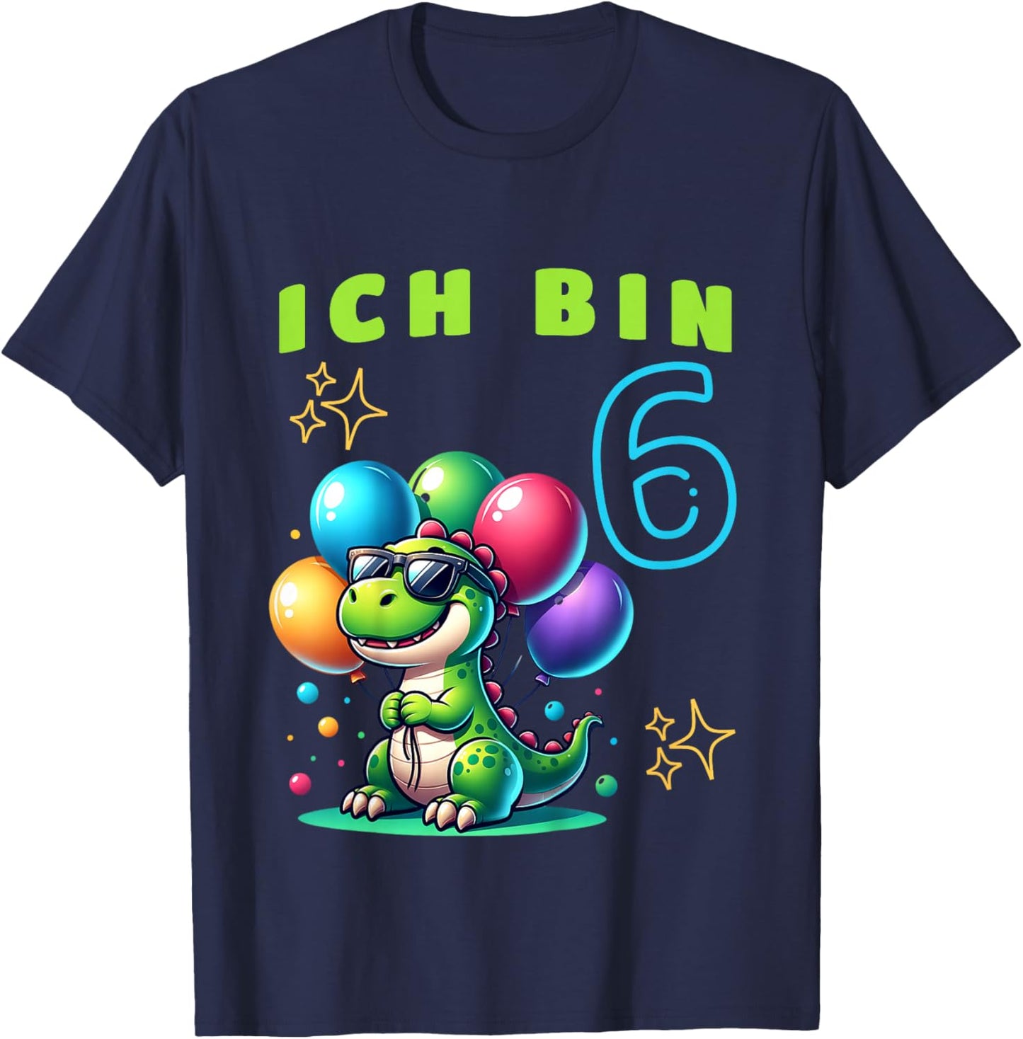 Dino Kinder Ich bin sechs Jahre alt | 6. Geburtstag T-Shirt - T-Shirt | Navy