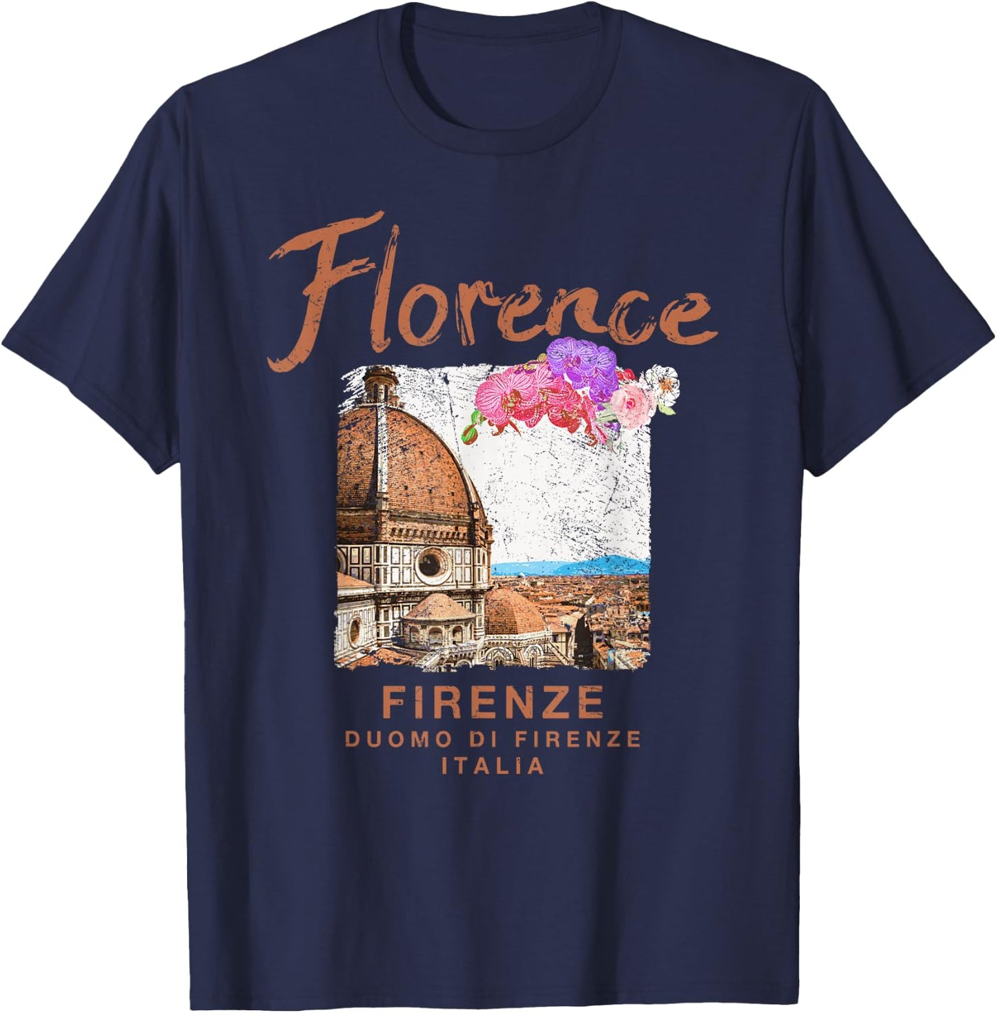 Italy Florence Duomo Italian Vintage Travel T-Shirt - T-Shirt | Navy