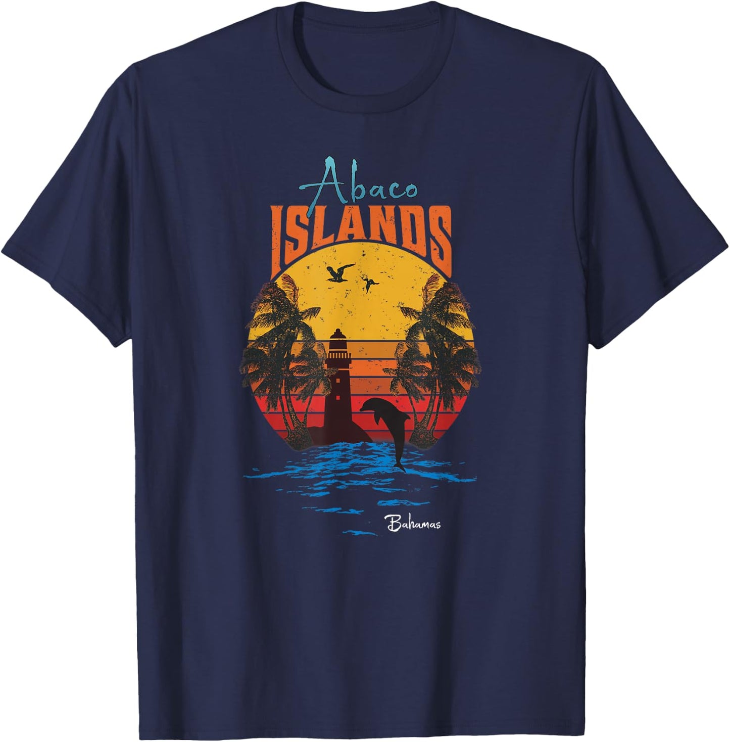 Vintage Abaco Islands Bahamas Gift T-Shirt - T-Shirt | Navy