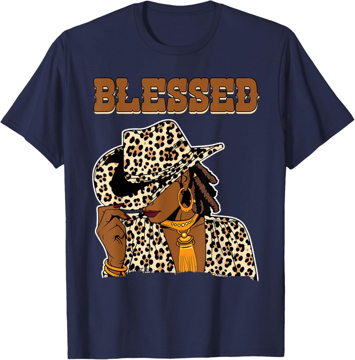 Blessed Cowgirl Black Western Swag African Christian Woman T-Shirt - T-Shirt | Navy