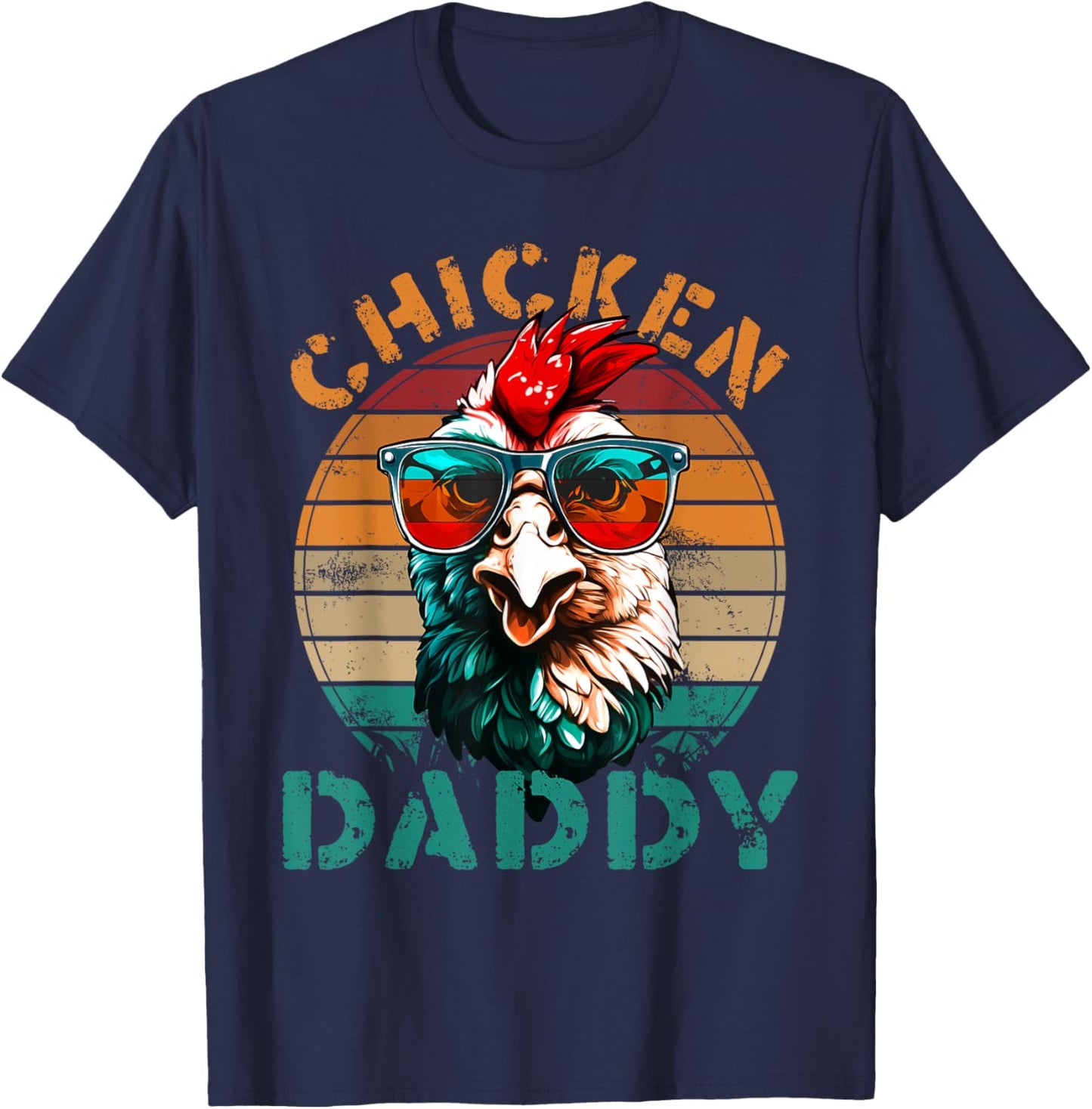 Chicken Daddy Retro Chicken Dad Fathers Day Men T-Shirt - T-Shirt | Navy