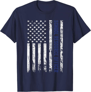 School Resource Officer SRO USA Flag T-Shirt - T-Shirt | Navy