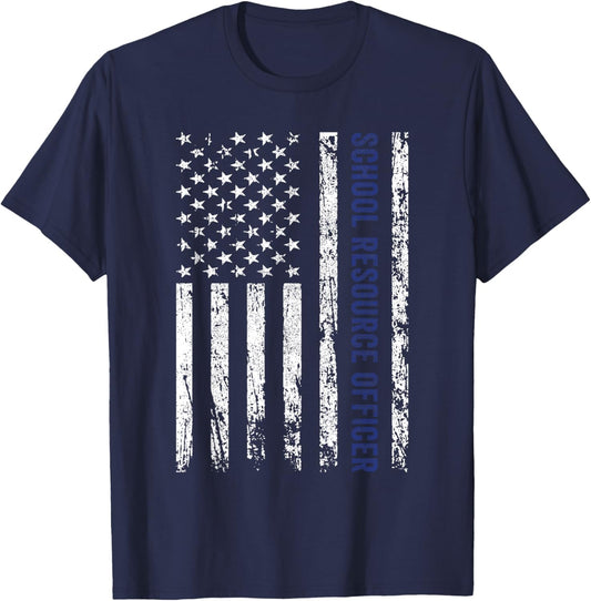 School Resource Officer SRO USA Flag T-Shirt - T-Shirt | Navy