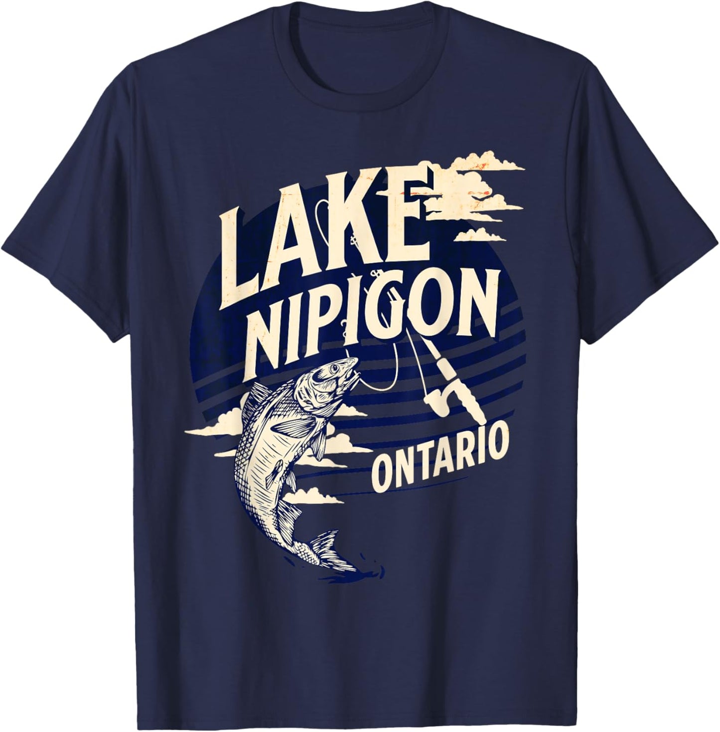 Lake Nipigon Ontario Canada Fly Fishing Trout Souvenir T-Shirt - T-Shirt | Navy
