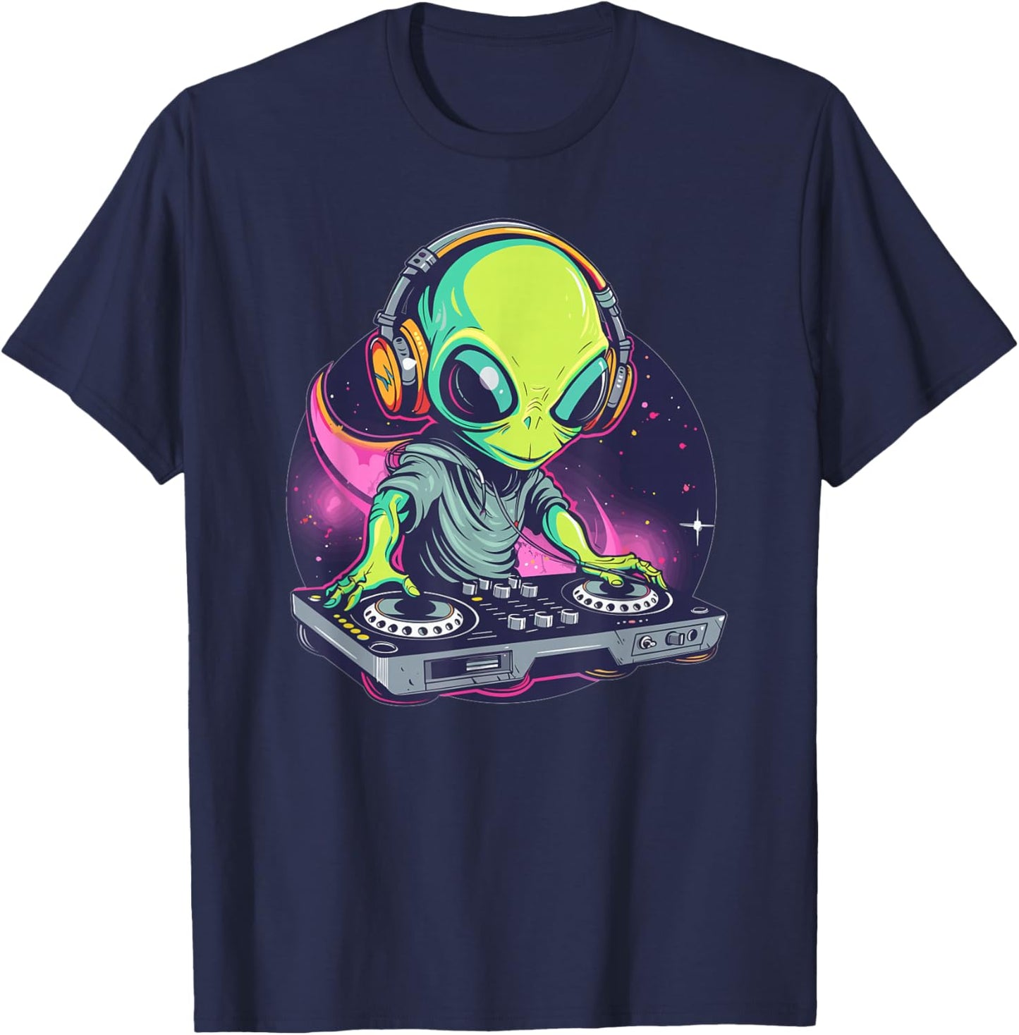 Cartoon Alien DJ T-Shirt - T-Shirt | Navy