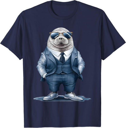 Seal Men Woman Seal In Suit Seal T-Shirt - T-Shirt | Navy