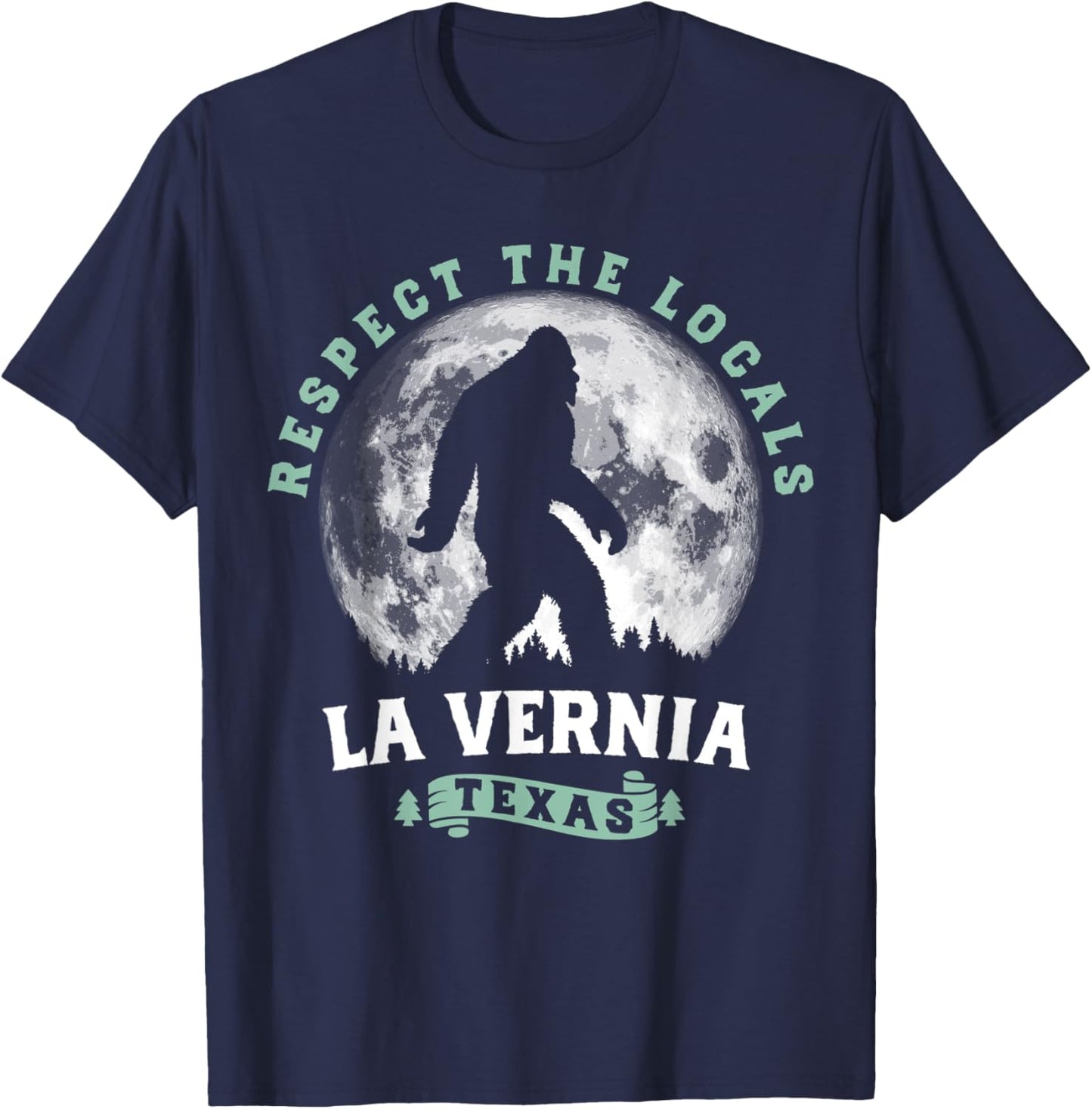 La Vernia Texas Bigfoot Night Walk Retro Moon T-Shirt - T-Shirt | Navy