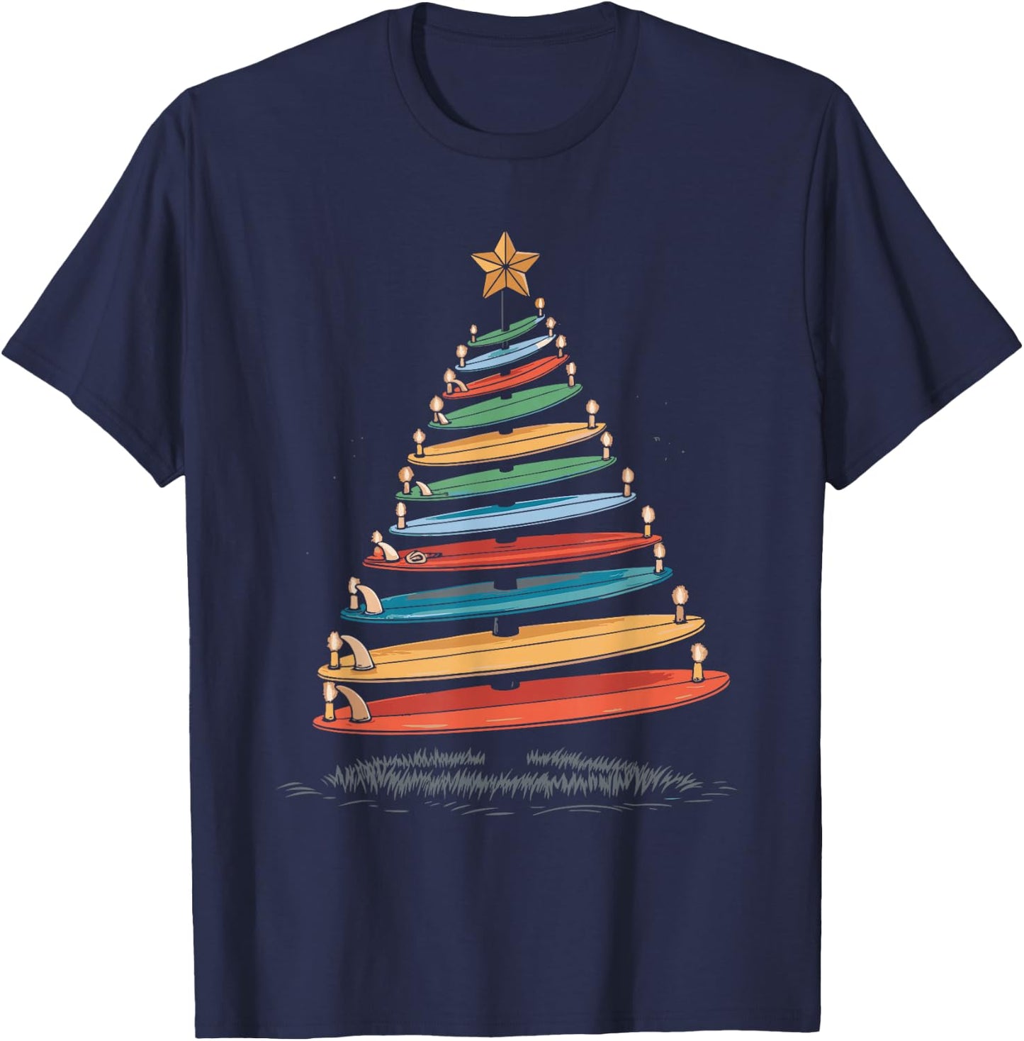 Christmas Tree Surfboard T-Shirt - T-Shirt | Navy