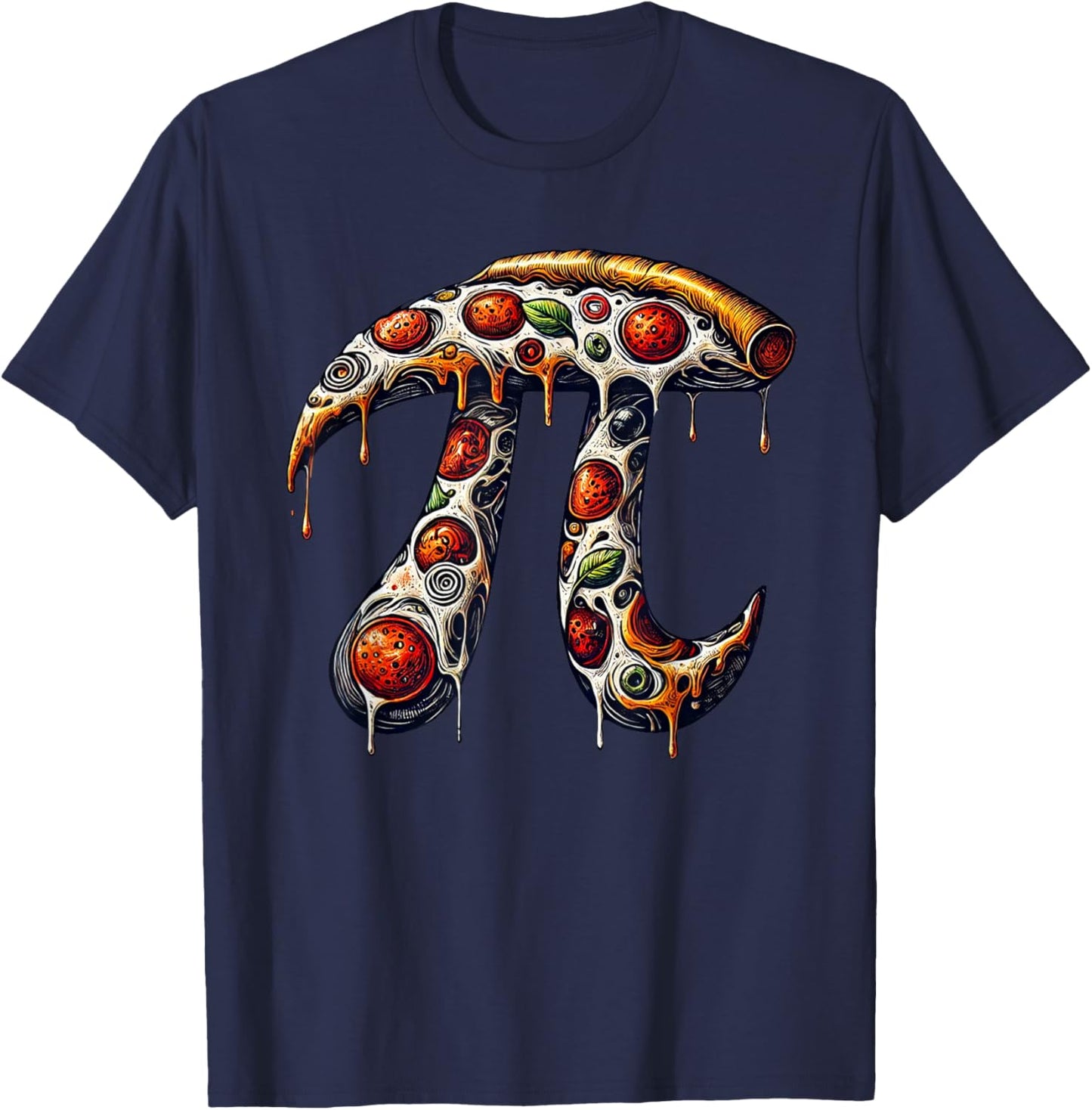 Funny Pizza Pi Math Pi Day Celebration Lover Pizza Pi 3.14 T-Shirt - T-Shirt | Navy