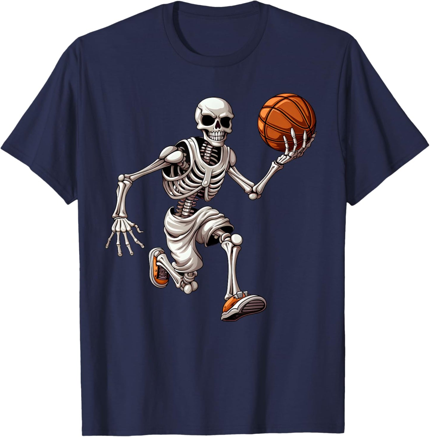 Basketball Skeleton Playing Basketball Halloween Skull Lover T-Shirt - T-Shirt | Navy