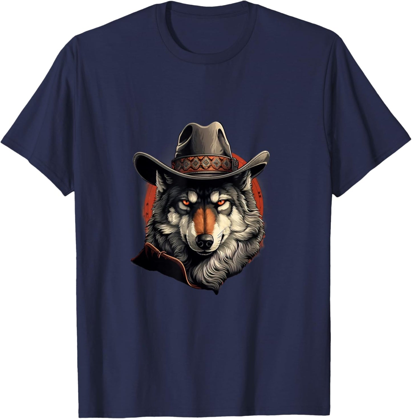 Wolf Cowboy Hat Cowgirl Western Wolf Wolves Lovers T-Shirt - T-Shirt | Navy