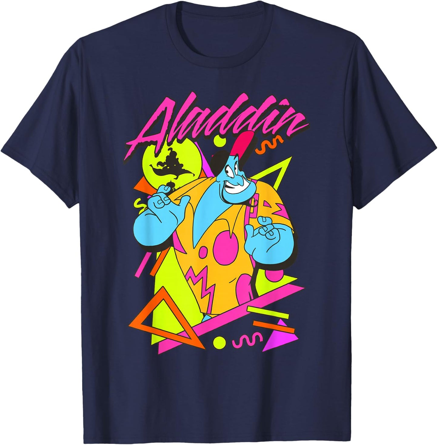 Disney Aladdin Genie 90's Style Retro Vintage Portrait T-Shirt - T-Shirt | Navy