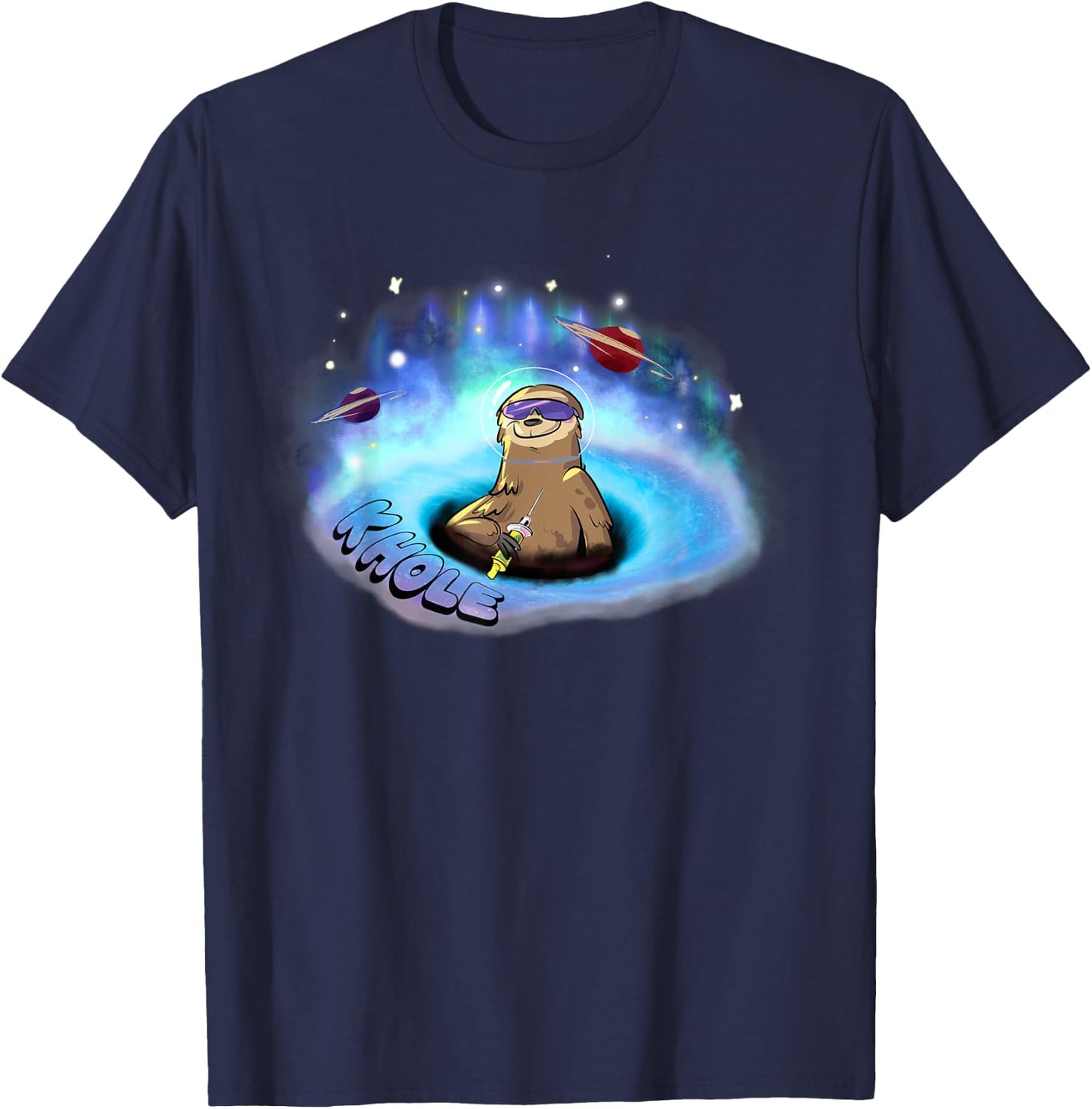 Fun Ketamine space sloth in the k hole black hole anesthesia T-Shirt - T-Shirt | Navy