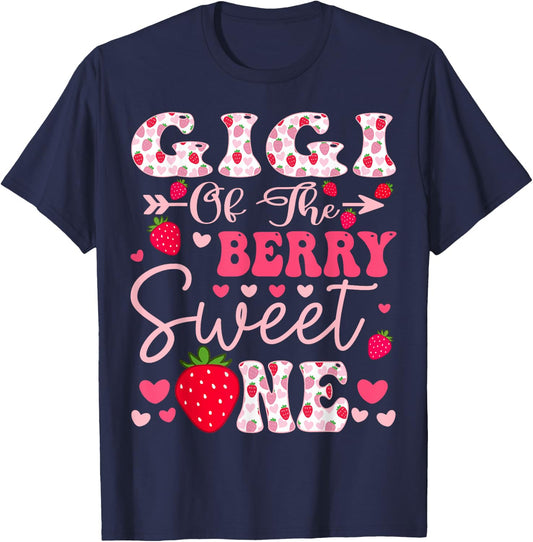 Gigi Of The Berry Sweet One Strawberry 1St Birthday T-Shirt - T-Shirt | Navy