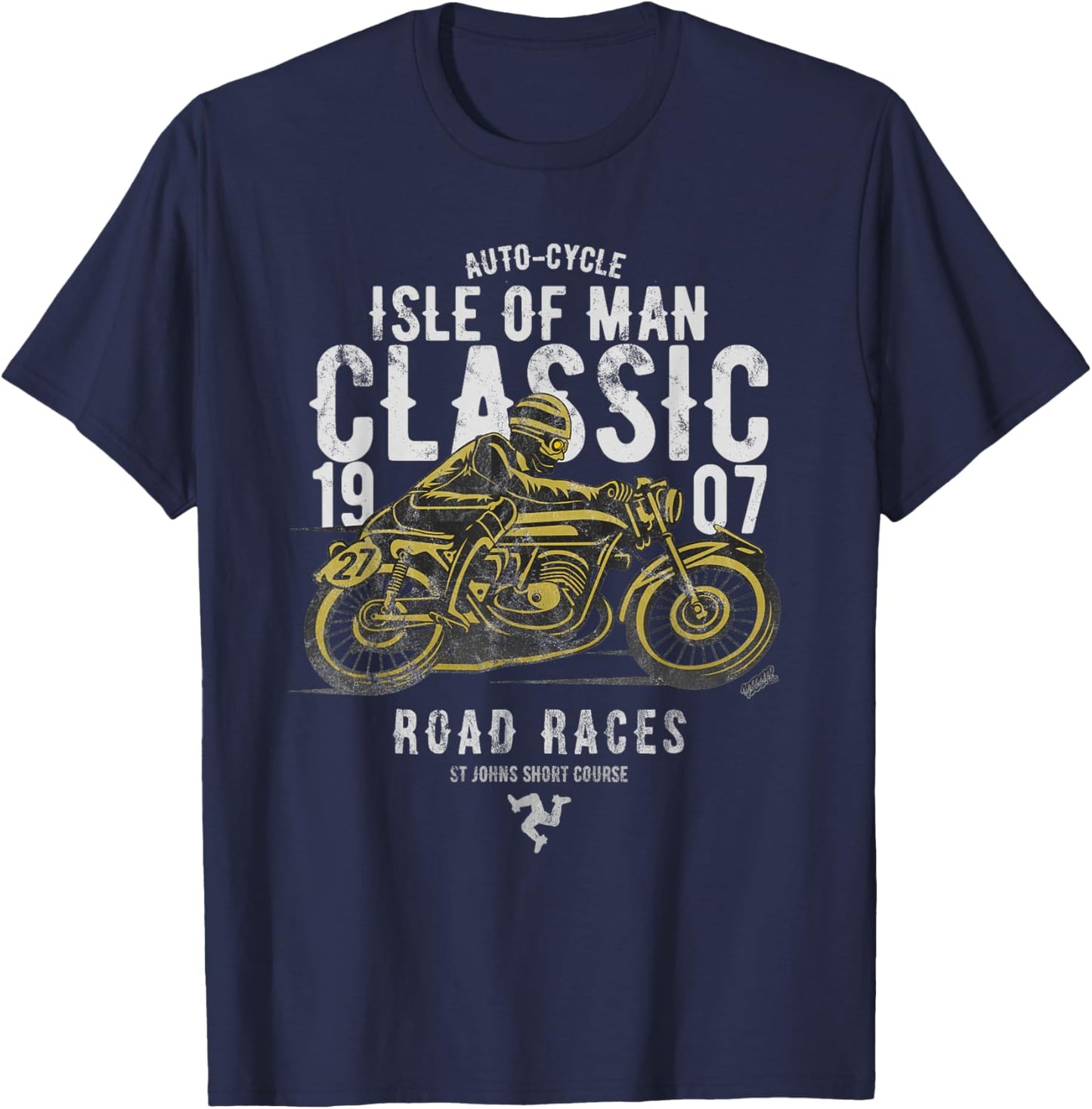 Isle of Man Manx Moto Race Vintage Biker Manx Classic T-Shirt - T-Shirt | Navy