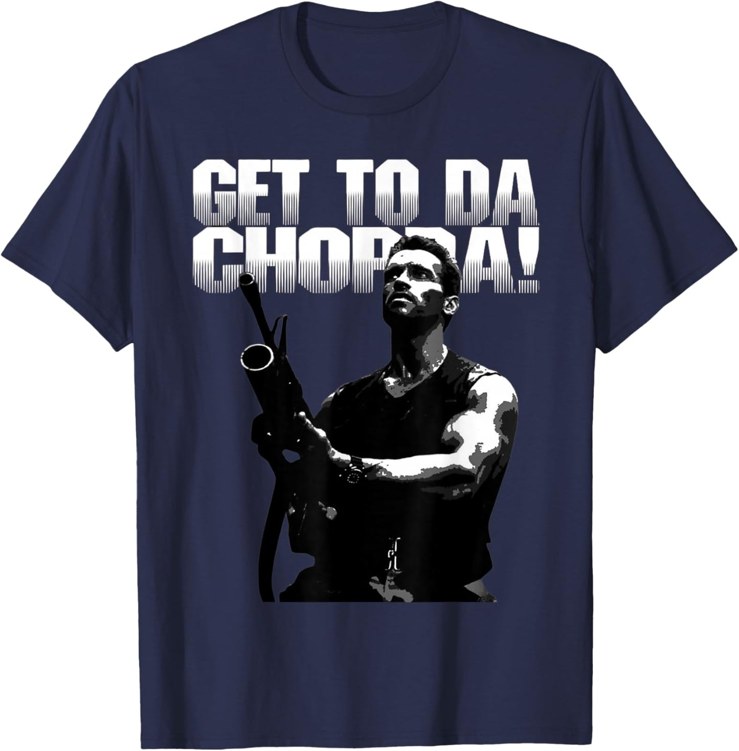 Da Choppa Black -Adults Classic Fit - Modern Movie Letter Print Short Sleeve - Small T-Shirt - T-Shirt | Navy