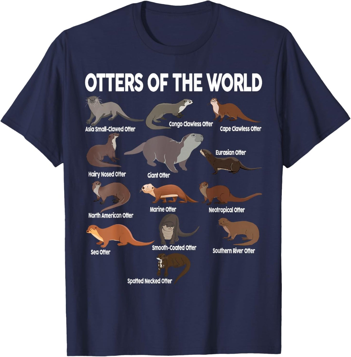 Otters- of The World Kids Girls Men Boy Blue Sea Otter T-Shirt - T-Shirt | Navy