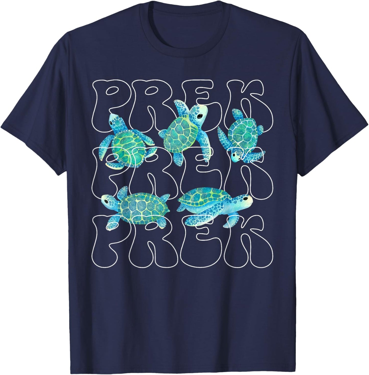 Pre K Teacher Sea Turtle Ocean Animal Lover Teach Beach Vibe T-Shirt - T-Shirt | Navy