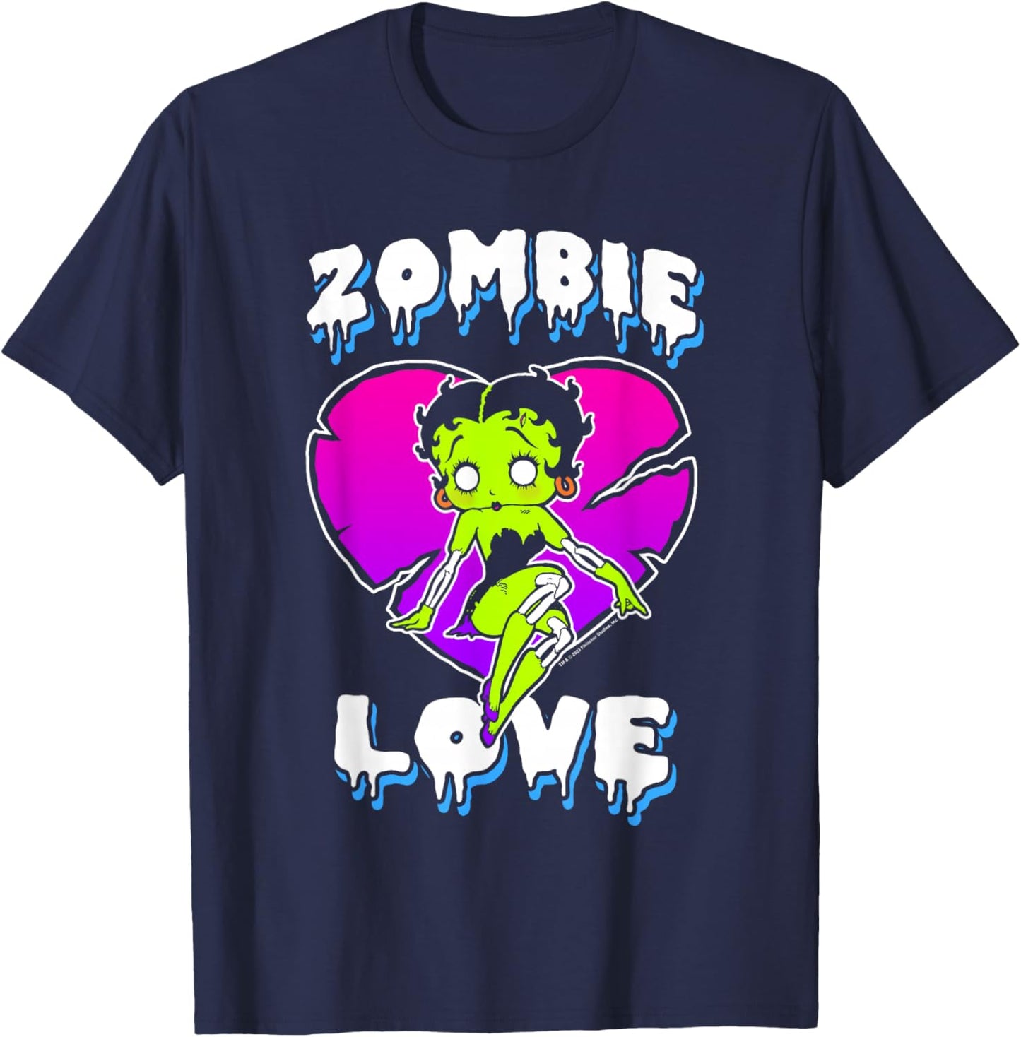 Betty Boop Halloween Zombie Love Death Heart Logo T-Shirt - T-Shirt | Navy