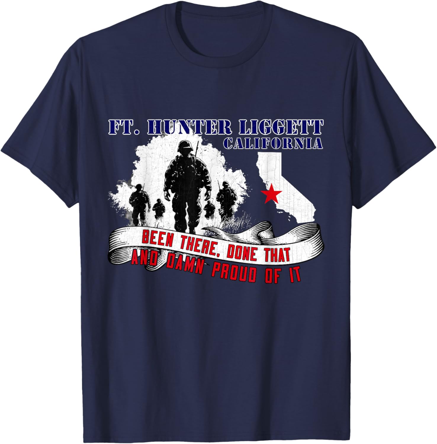 Fort Hunter Liggett California US Military Base Veterans Day T-Shirt - T-Shirt | Navy