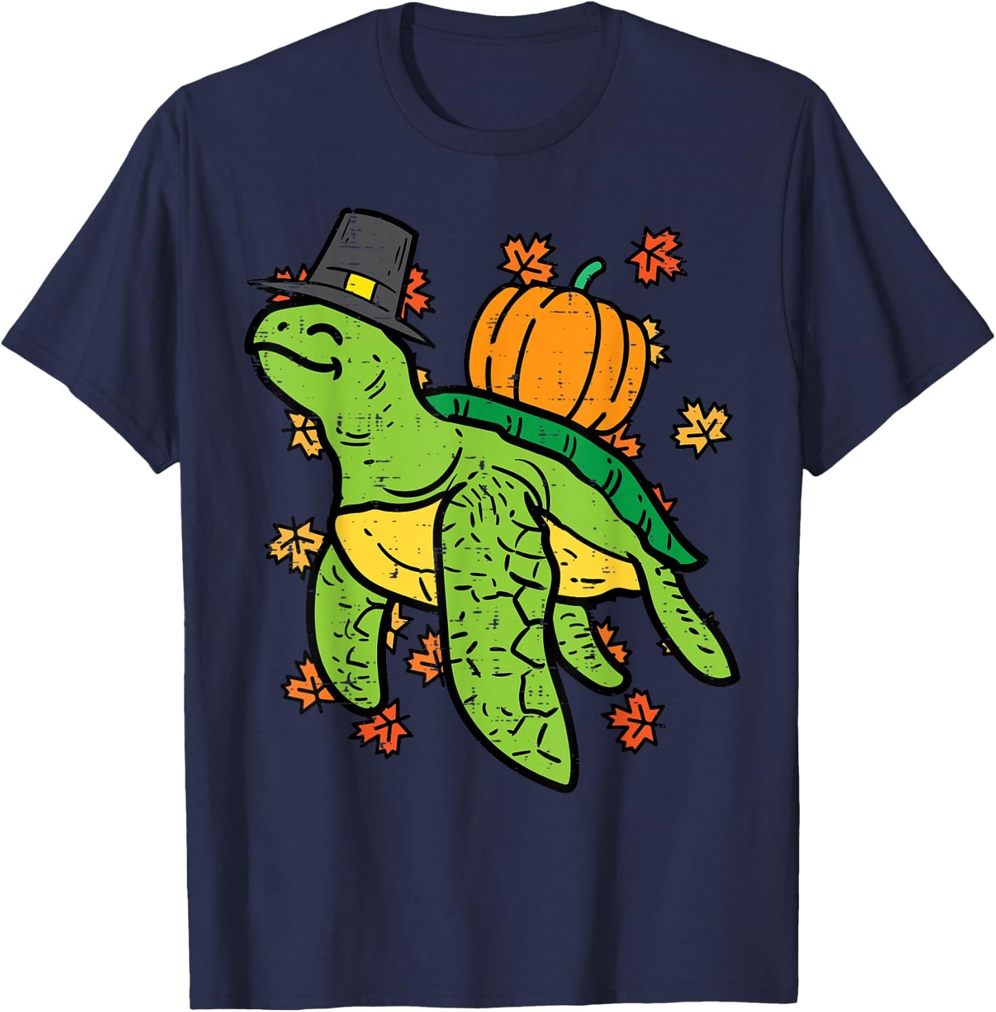 Thanksgiving Sea Turtle Cute Tortoise Fall Men Women Kids T-Shirt - T-Shirt | Navy