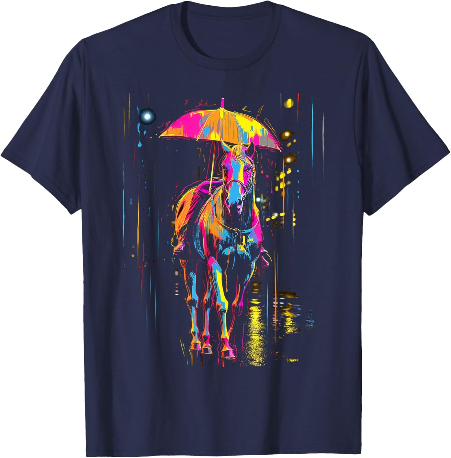 Horse Art Abstract Animal Colorful Artwork Graphic Horse T-Shirt - T-Shirt | Navy