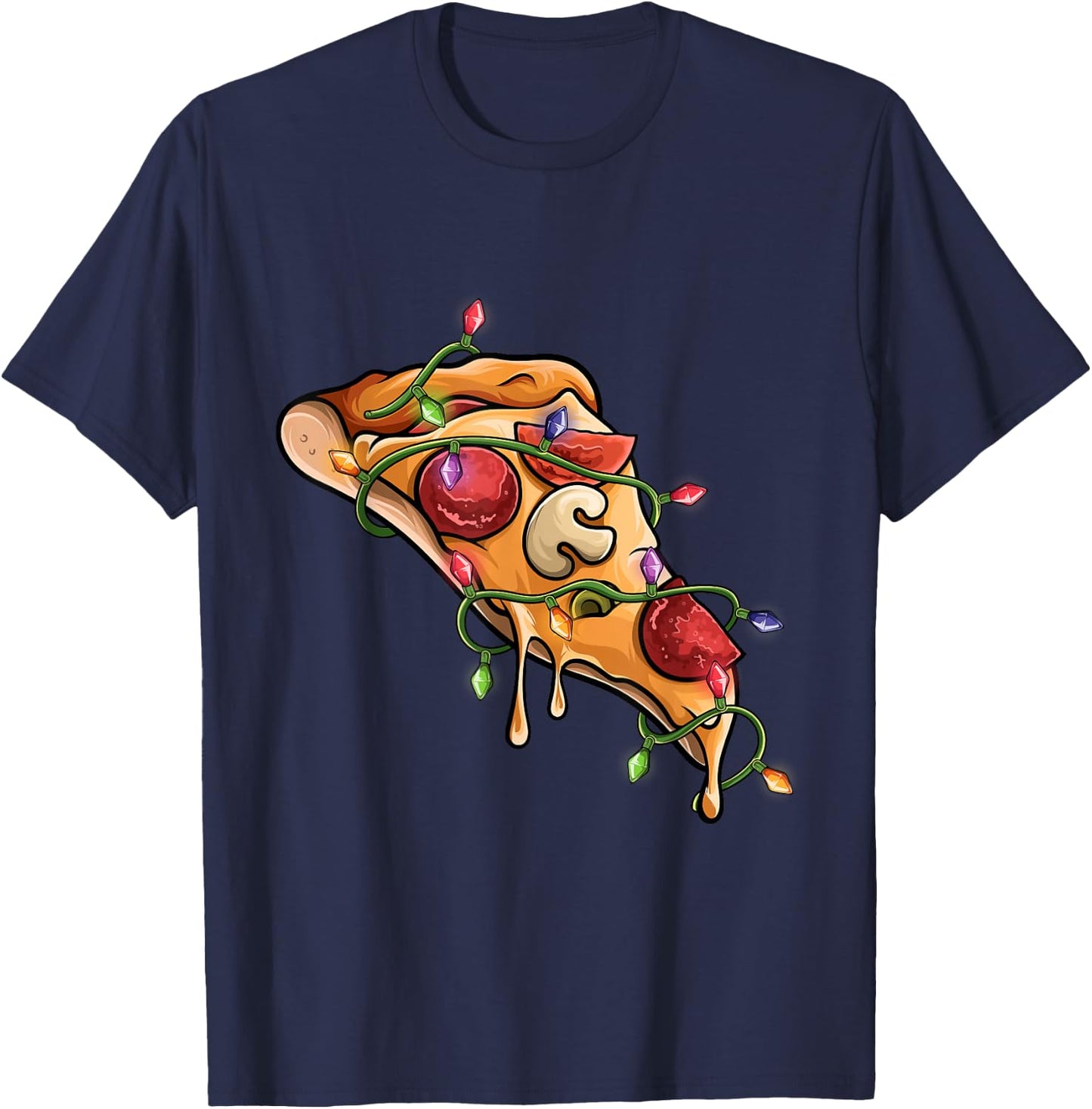 slice of pizza Christmas PJs pizza pajama men women kids T-Shirt - T-Shirt | Navy