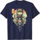 Japanese Samurai Cat on Motorcycle Kawaii Ninja Cat T-Shirt - T-Shirt | Navy