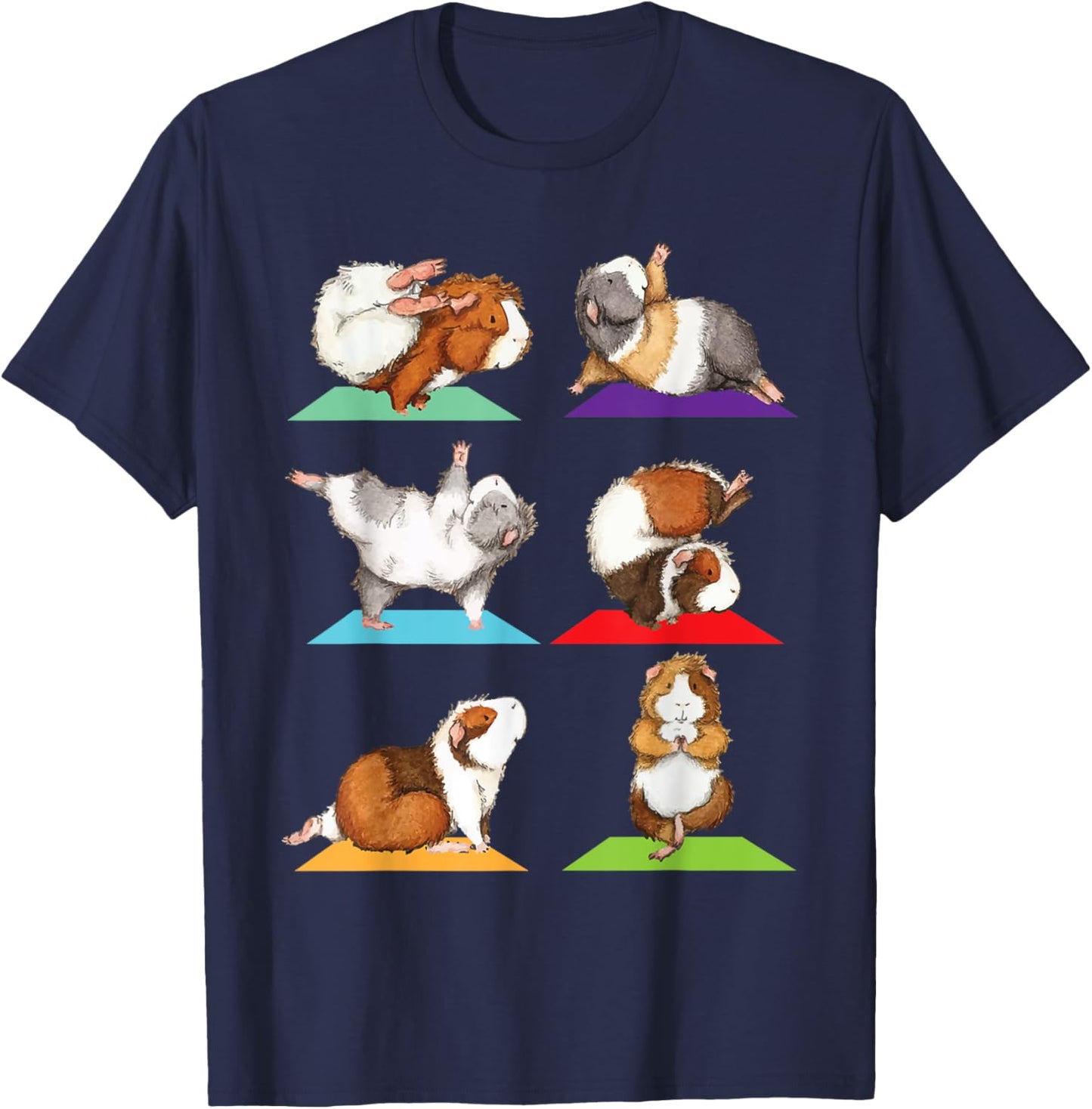 Guinea Pig Yoga - Fitness Exercise Animal Rodent Pet Lover T-Shirt - T-Shirt | Navy