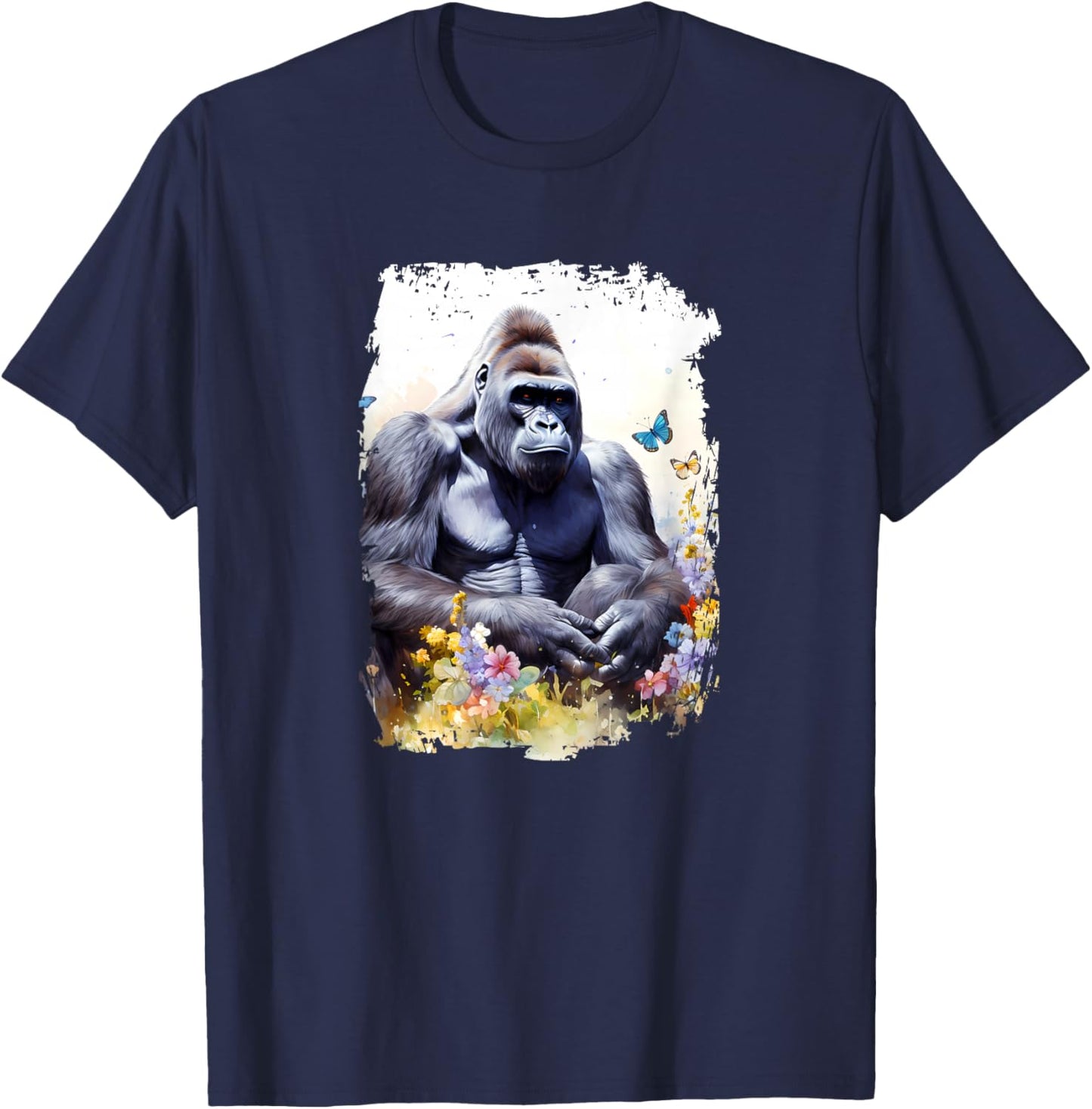 Gorilla Flower Butterfly T-Shirt - T-Shirt | Navy