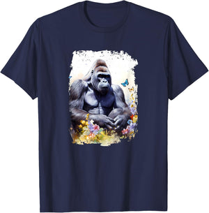 Gorilla Flower Butterfly T-Shirt - T-Shirt | Navy