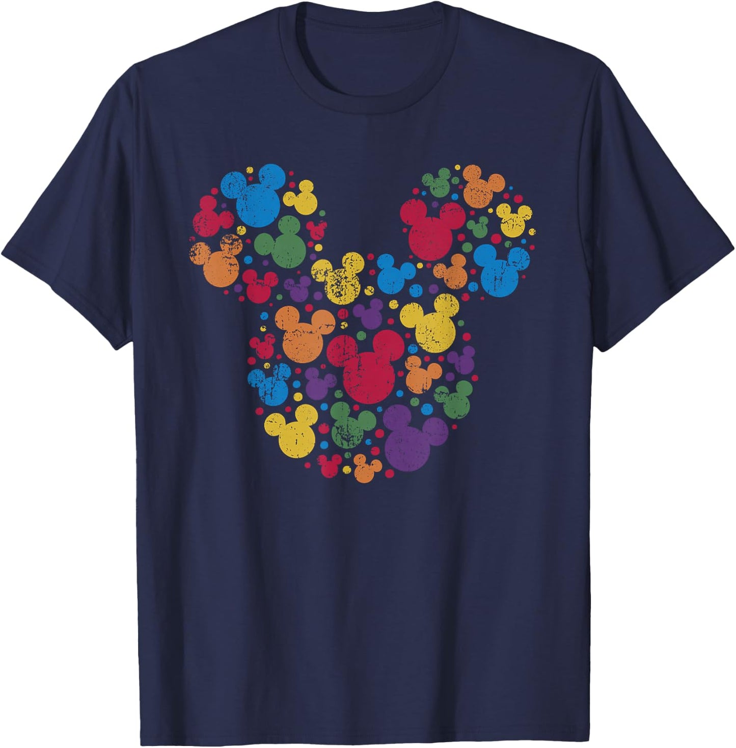 Disney Mickey Mouse Icon Retro Rainbow Small T-Shirt - T-Shirt | Navy