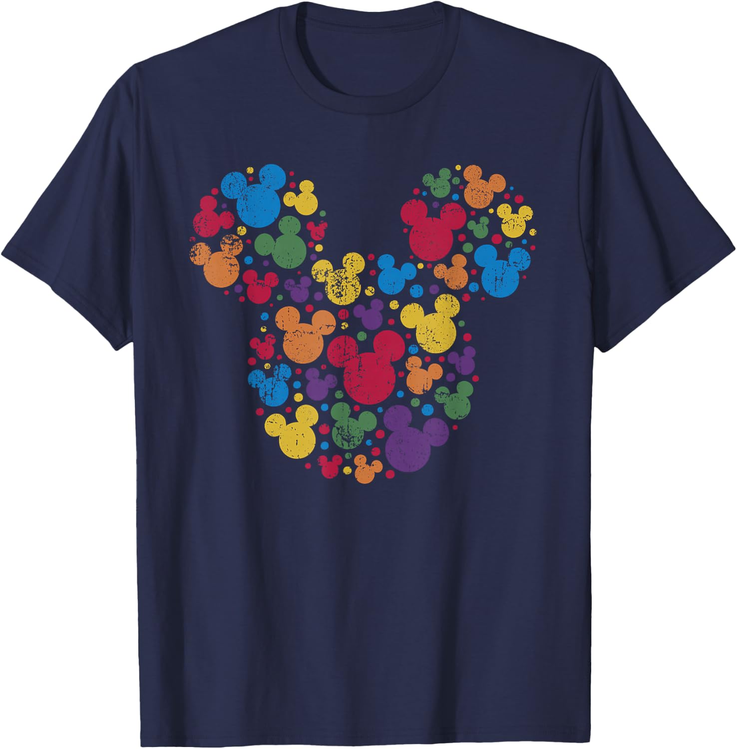 Disney Mickey Mouse Icon Retro Rainbow Small T-Shirt - T-Shirt | Navy