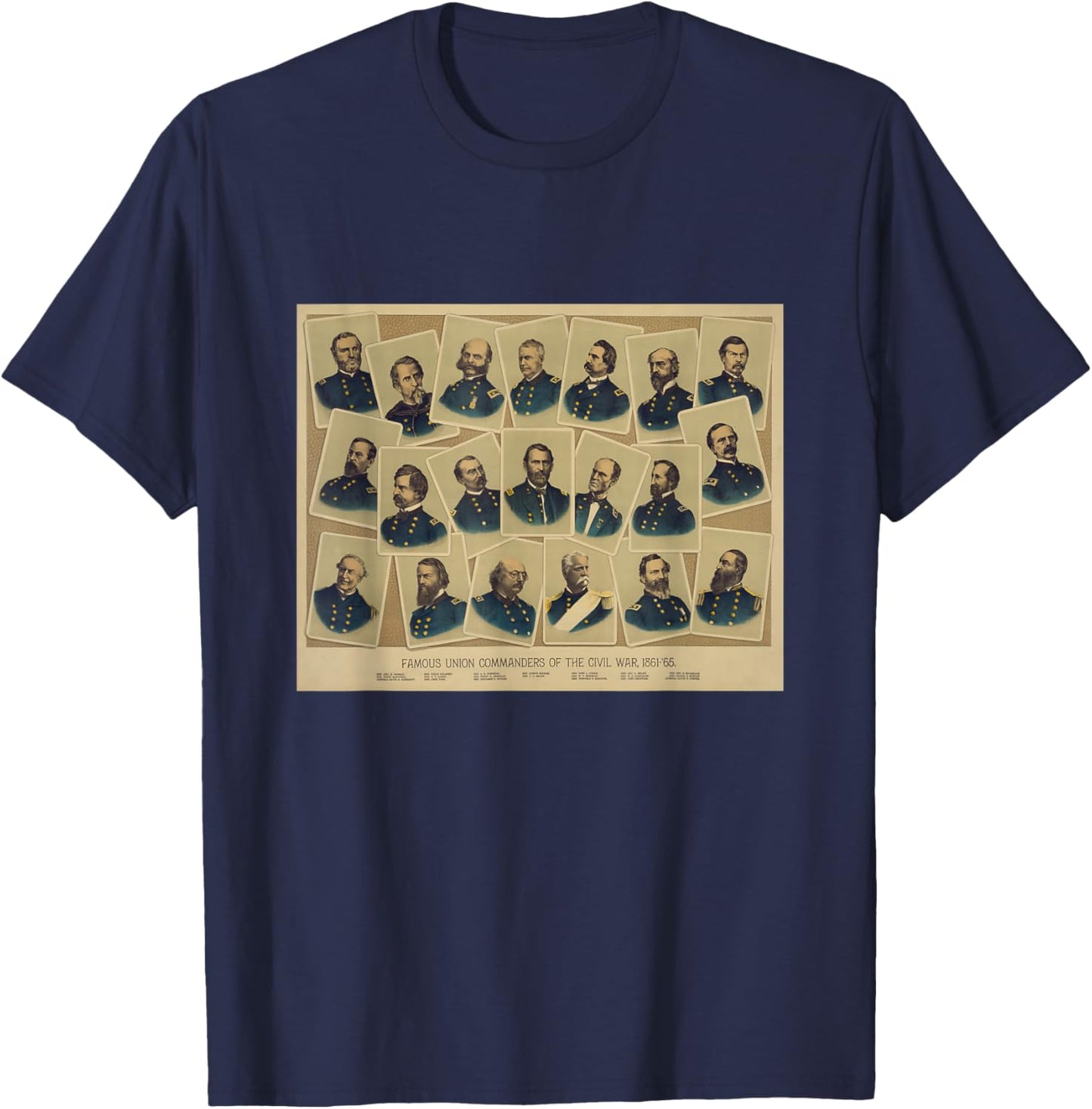 Vintage Union Generals of The US Civil War (1884) T-Shirt - T-Shirt | Navy