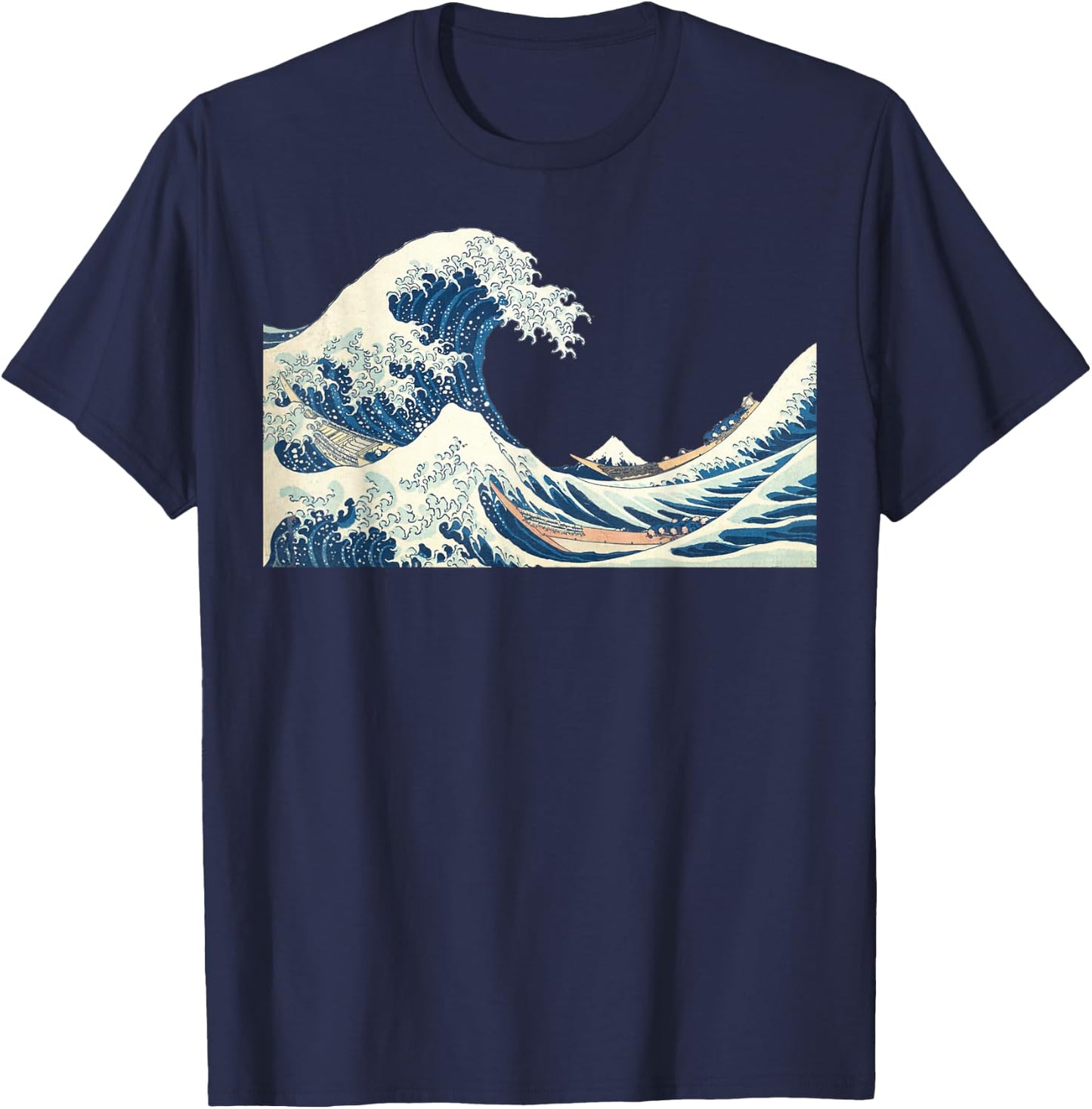 Great Wave Off Kanagawa Katsushika Hokusai Surfing Ocean T-Shirt - T-Shirt | Navy