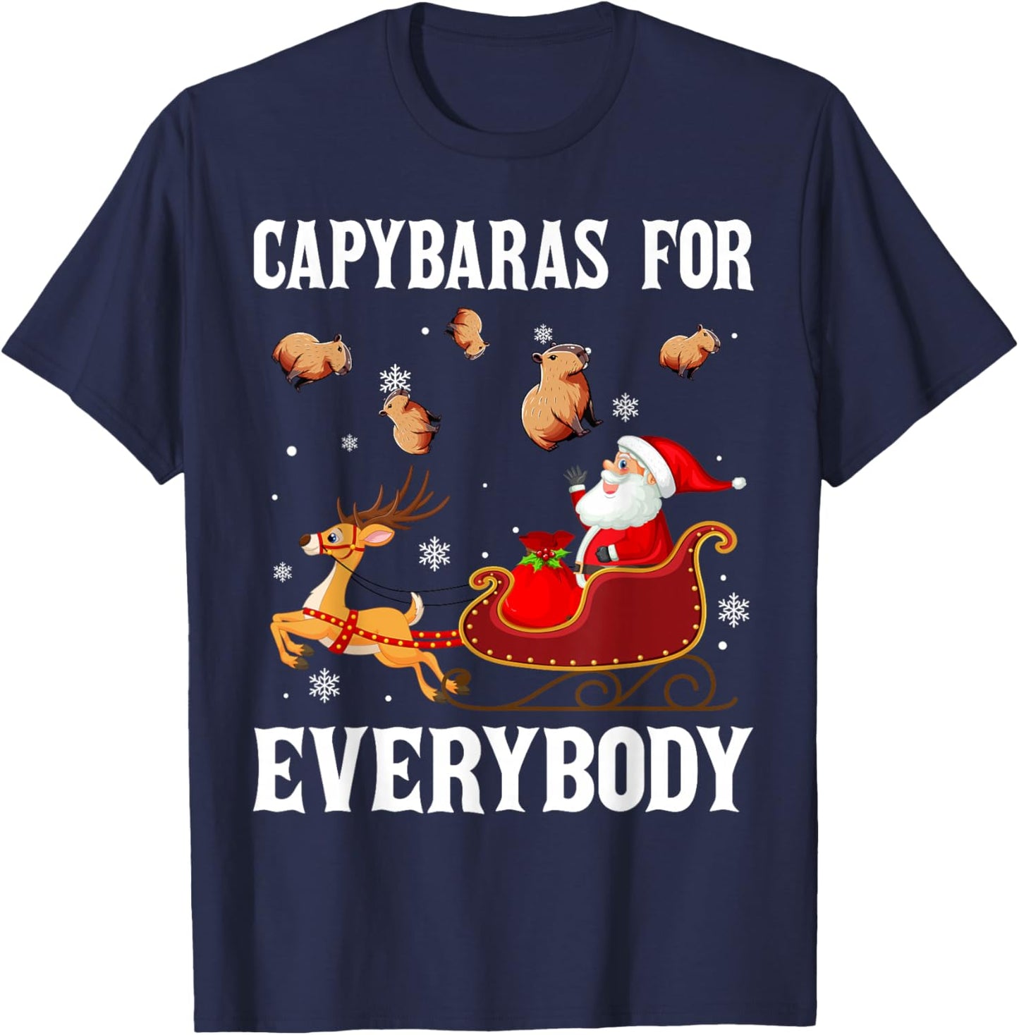 Capybaras For Everybody Christmas Santa Claus Capybara Xmas T-Shirt - T-Shirt | Navy