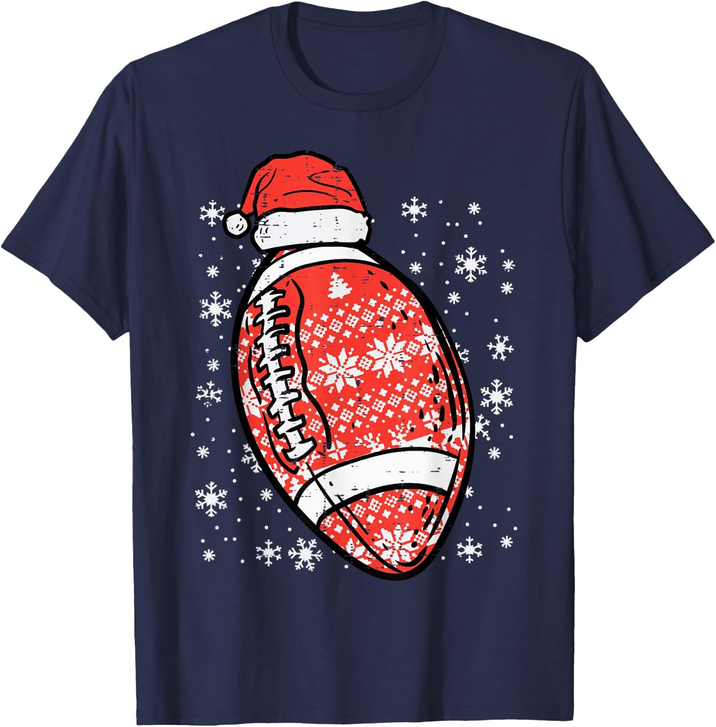 Christmas American Football Santa Xmas Sports Men Boys Kids T-Shirt - T-Shirt | Navy