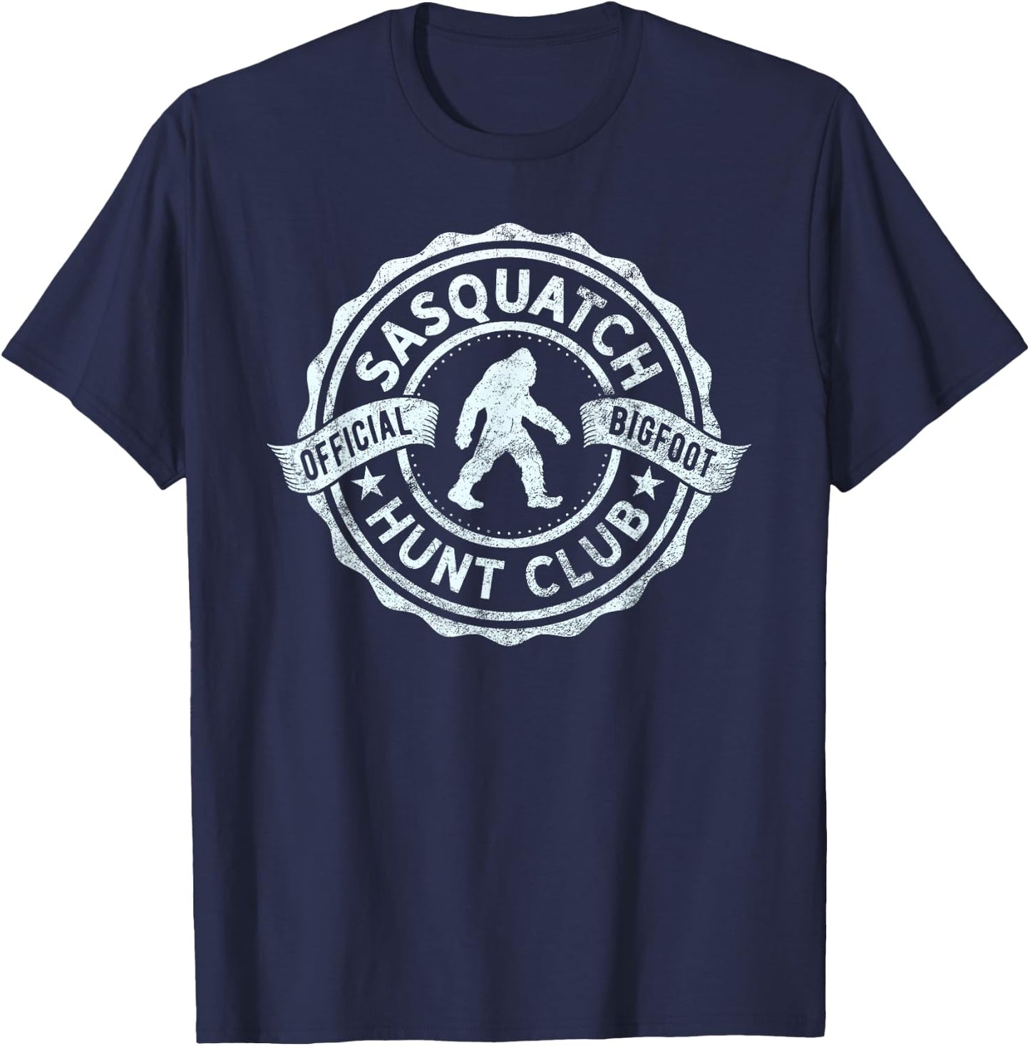 Sasquatch Hunt Club Official Bigfoot Hunting Woodland Yeti T-Shirt - T-Shirt | Navy