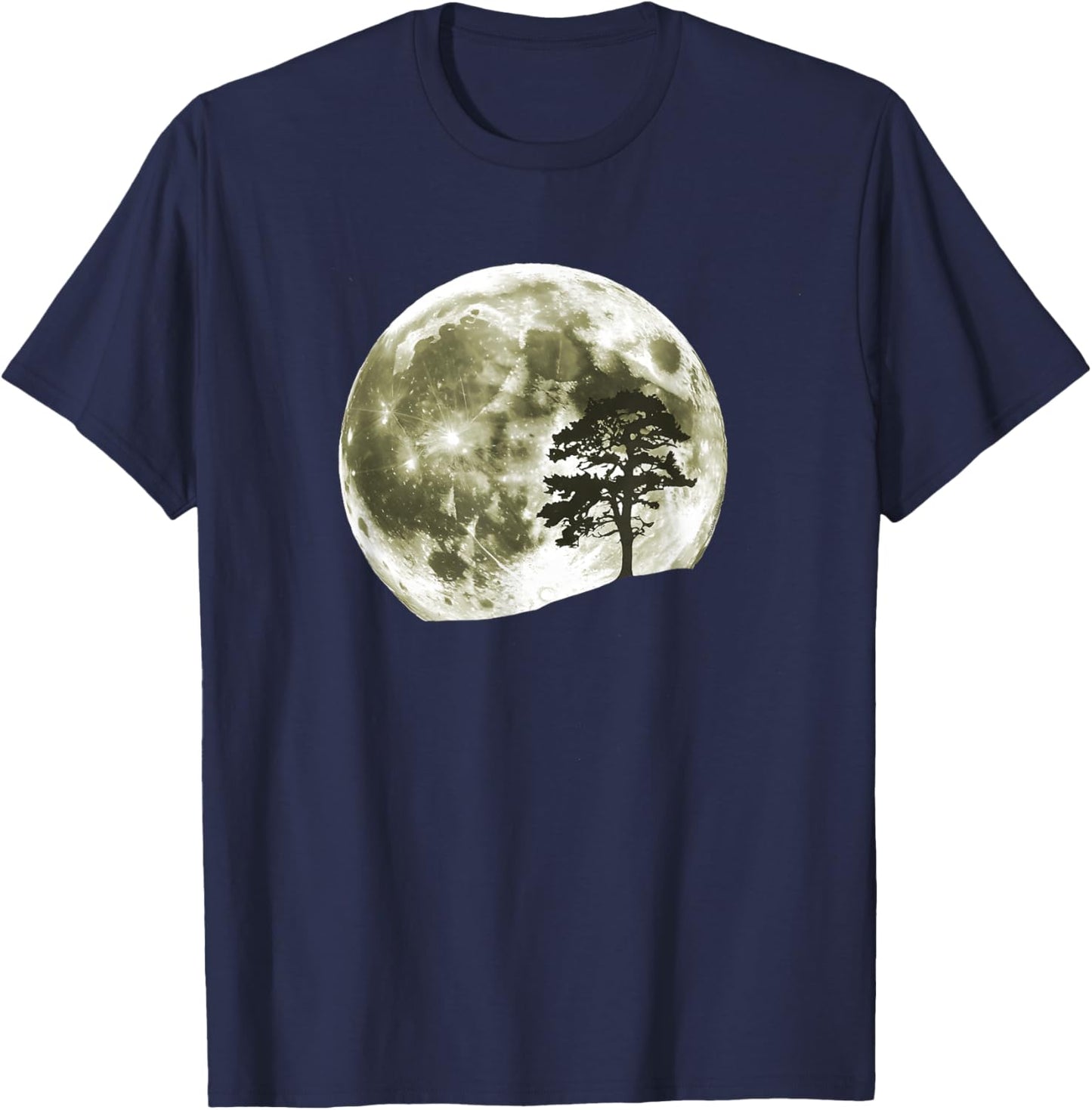 Trees Nature Mountains Full Moon Adventure Outdoor Wildlife T-Shirt - T-Shirt | Navy