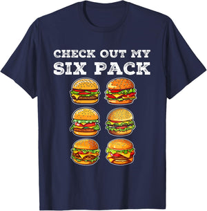 Check Out My Six Pack Burger Funny Cheeseburger T-Shirt - T-Shirt | Navy
