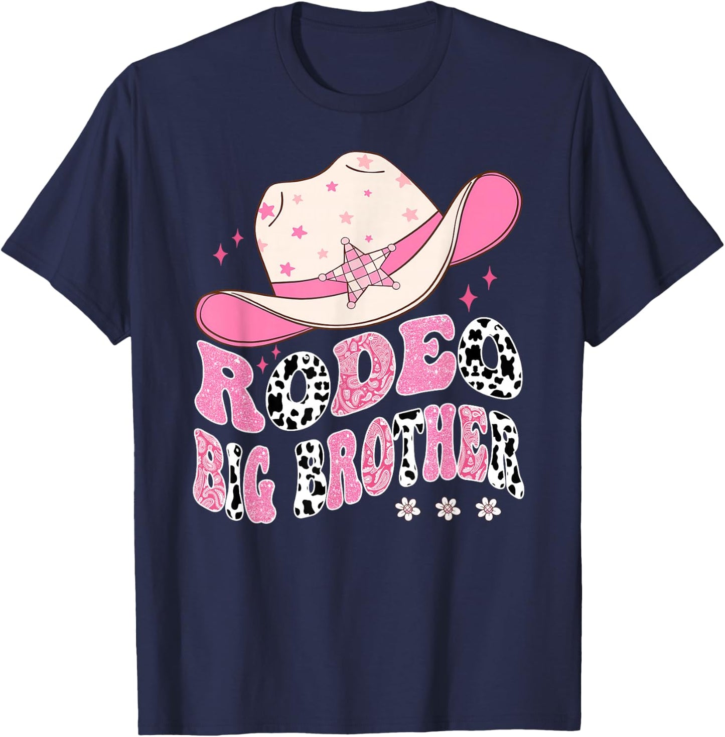 Rodeo Big Brother Pink CowGirl 1St Birthday Family Matching T-Shirt - T-Shirt | Navy