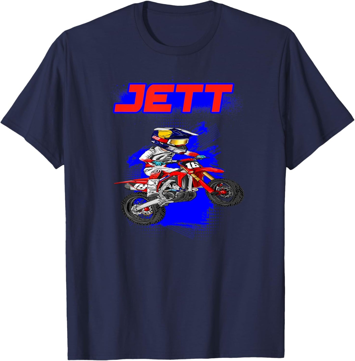 JL18-Official -Youth Black Modern Motocross Graphic T-Shirt - T-Shirt | Navy