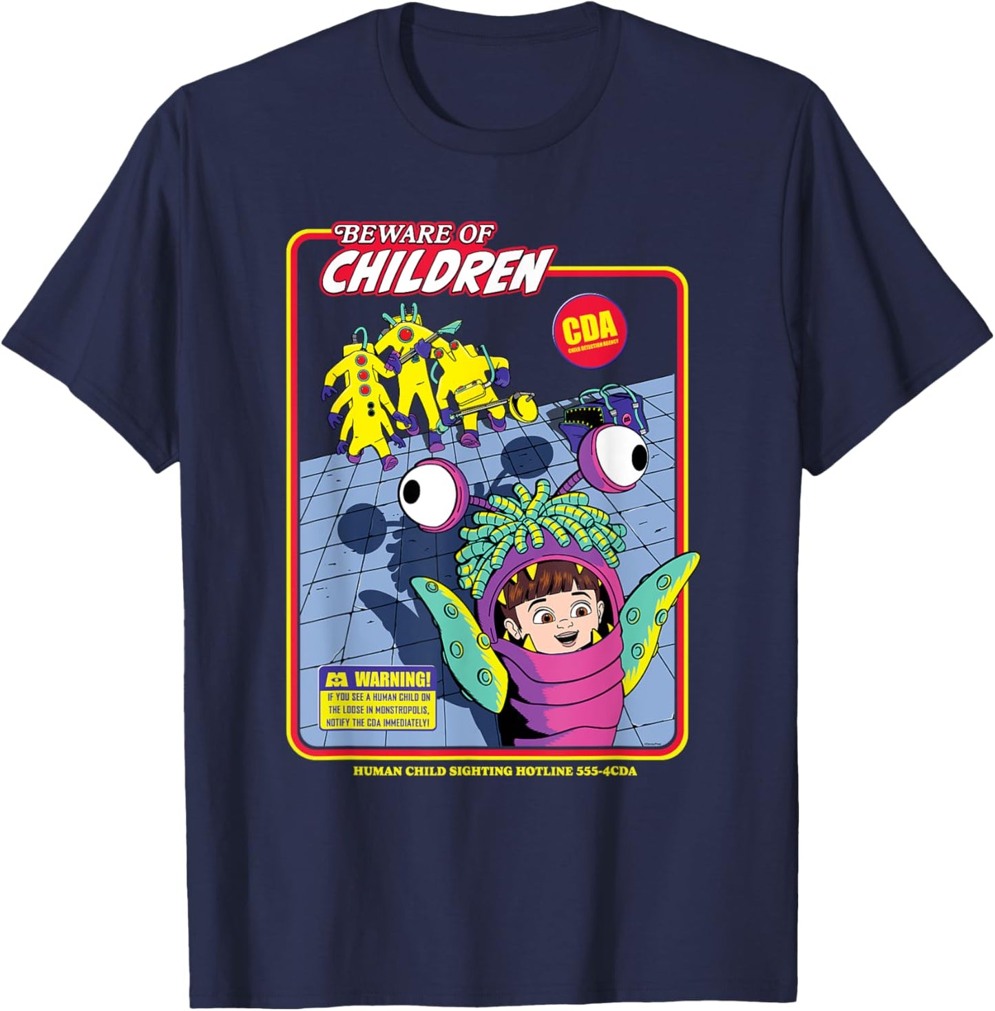 Disney and Pixar’s Monsters, Inc. CDA Beware of Children T-Shirt - T-Shirt | Navy